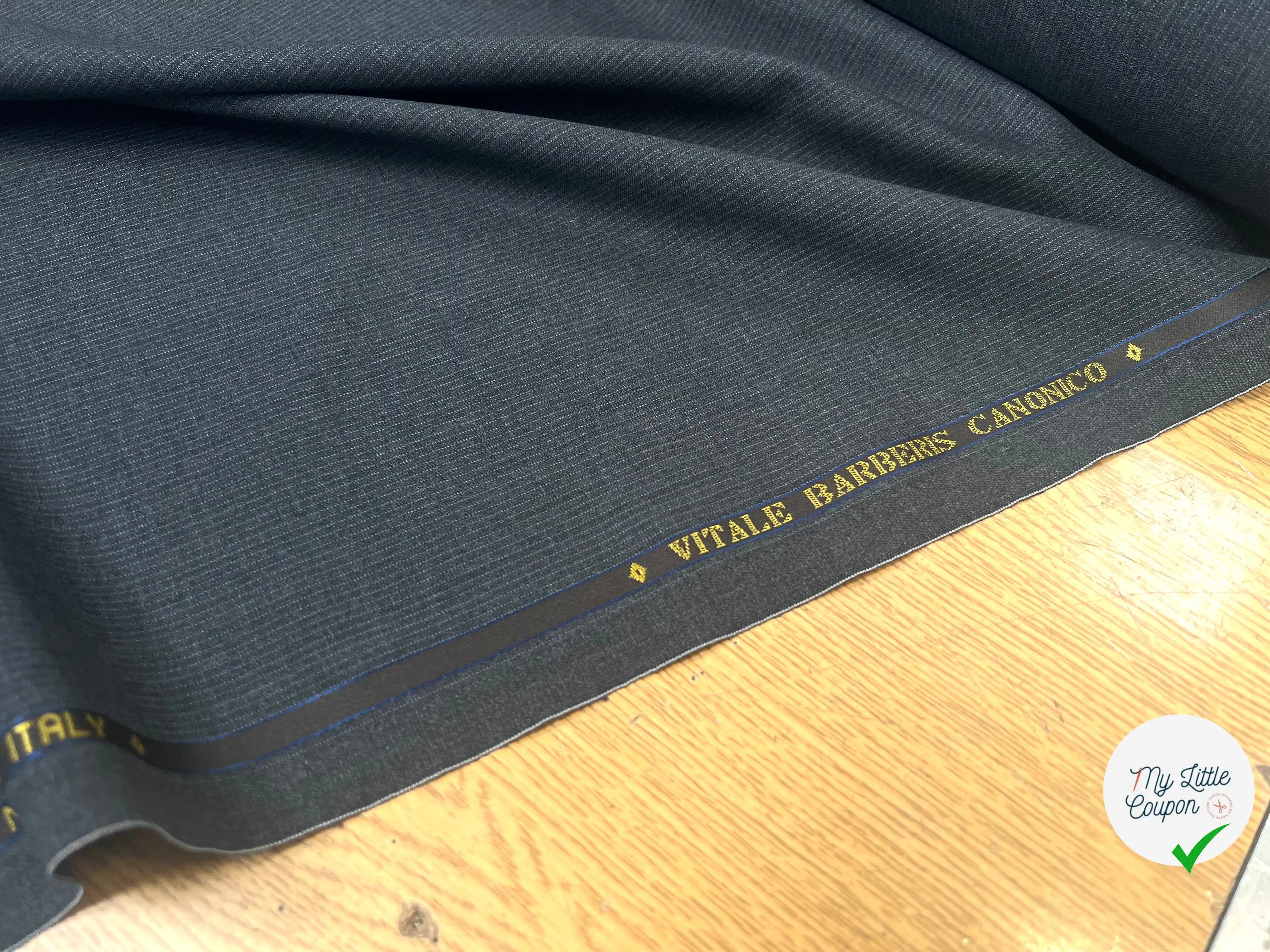 DRAPERIE SUPER 120 VITALE BARBERIS GRISE RAYURES LISIÈRE PARLANTE - My Little Coupon