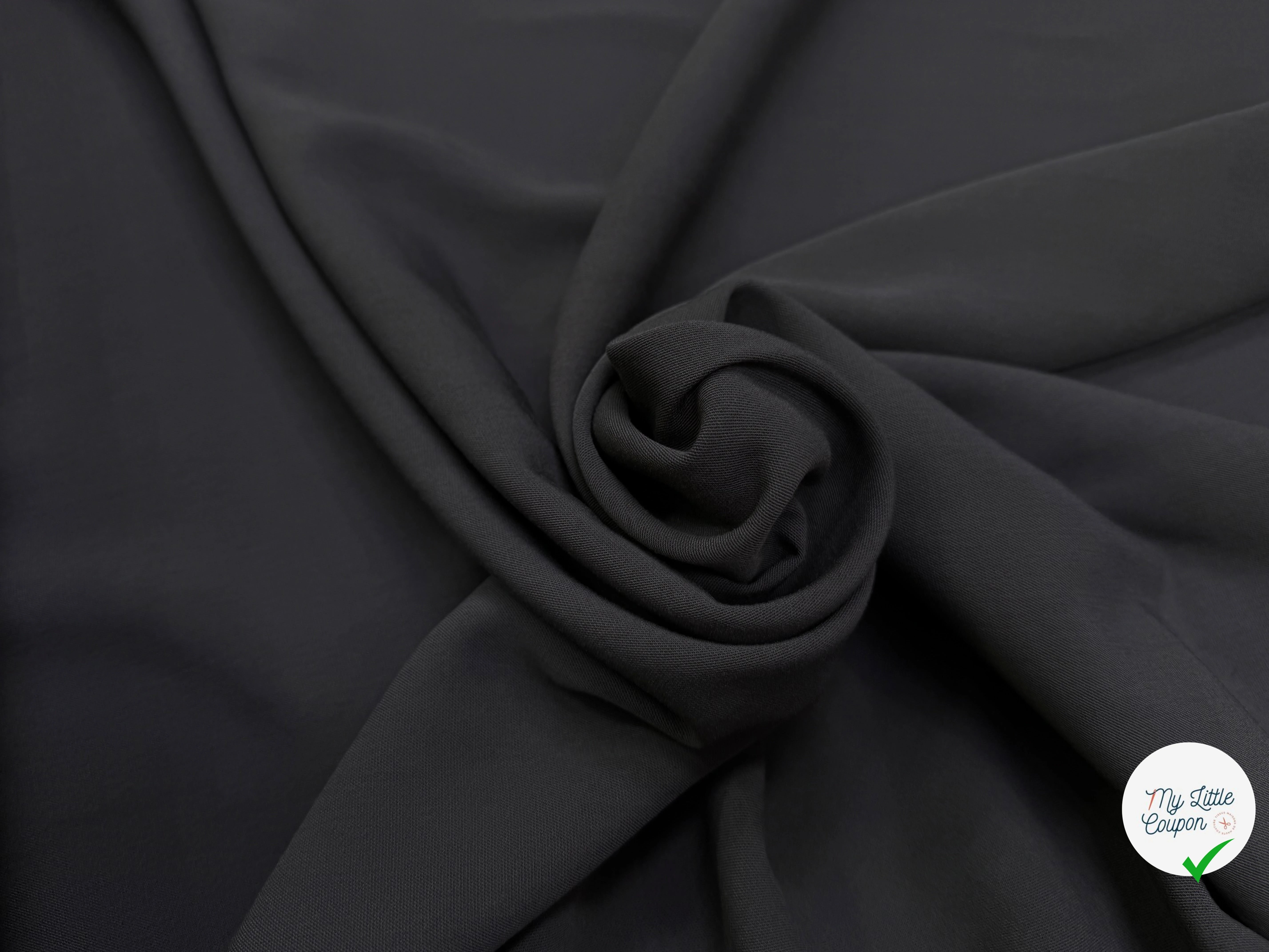 DRAPERIE TEXTURÉE VISCOSE ET LAINE GRIS FONCÉ TOMBÉ FLUIDE MADE IN ITALY - My Little Coupon