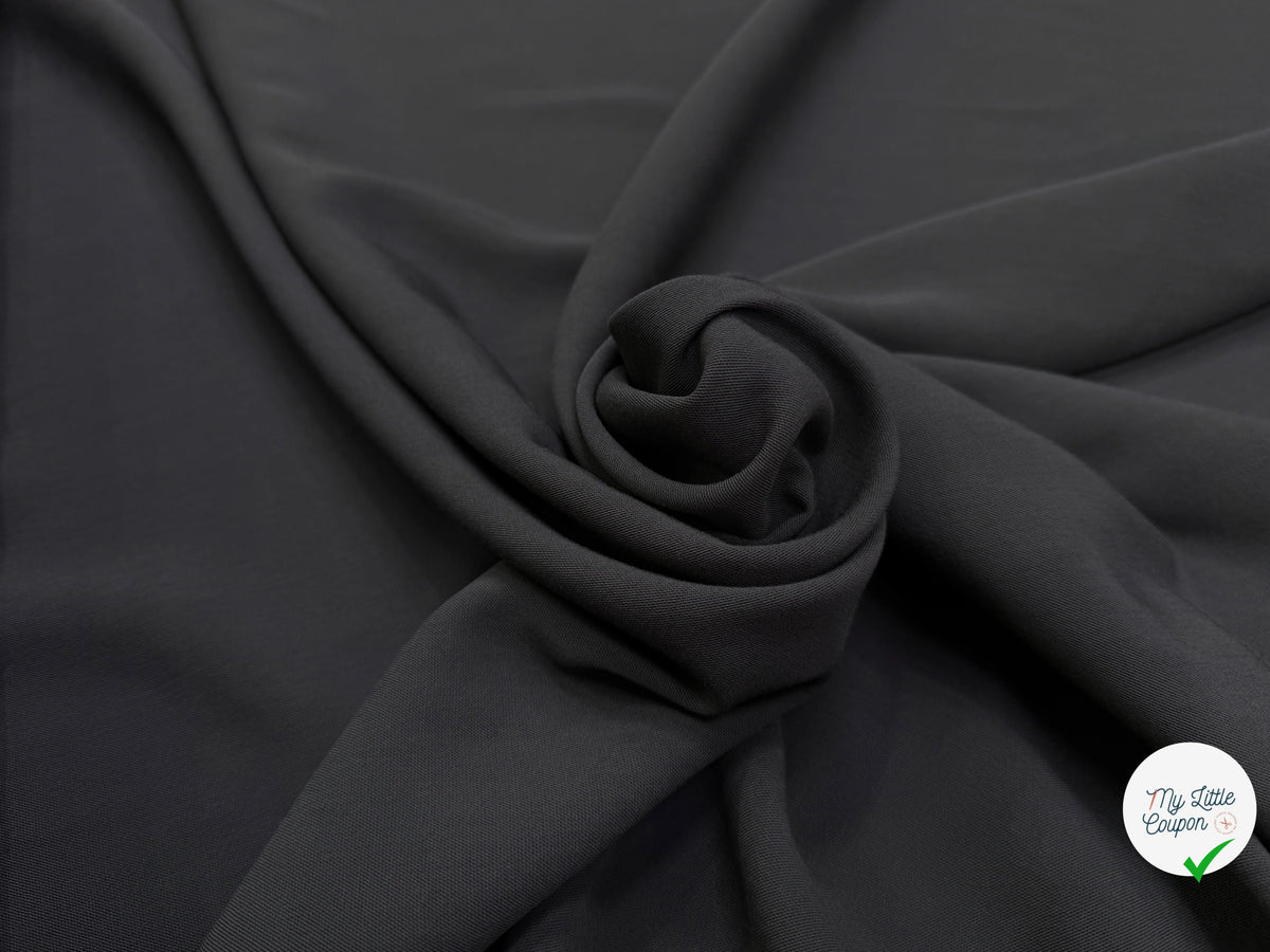 DRAPERIE TEXTURÉE VISCOSE ET LAINE GRIS FONCÉ TOMBÉ FLUIDE MADE IN ITALY - My Little Coupon