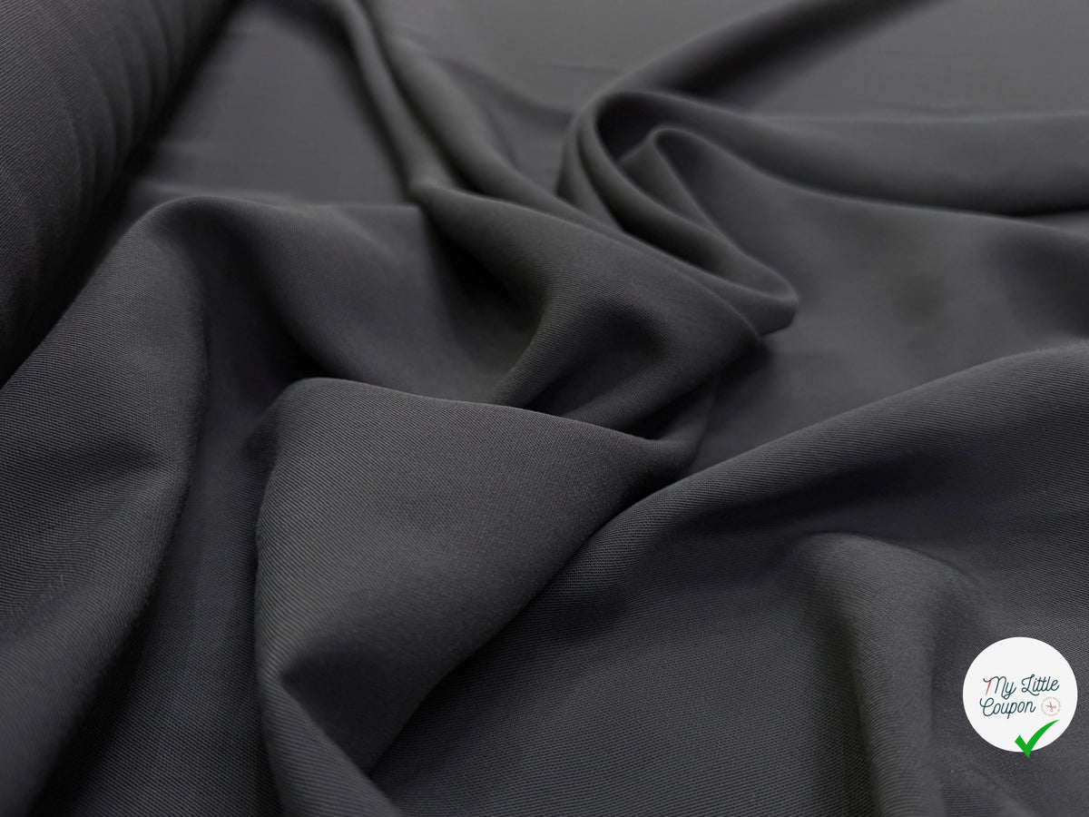 DRAPERIE TEXTURÉE VISCOSE ET LAINE GRIS FONCÉ TOMBÉ FLUIDE MADE IN ITALY - My Little Coupon