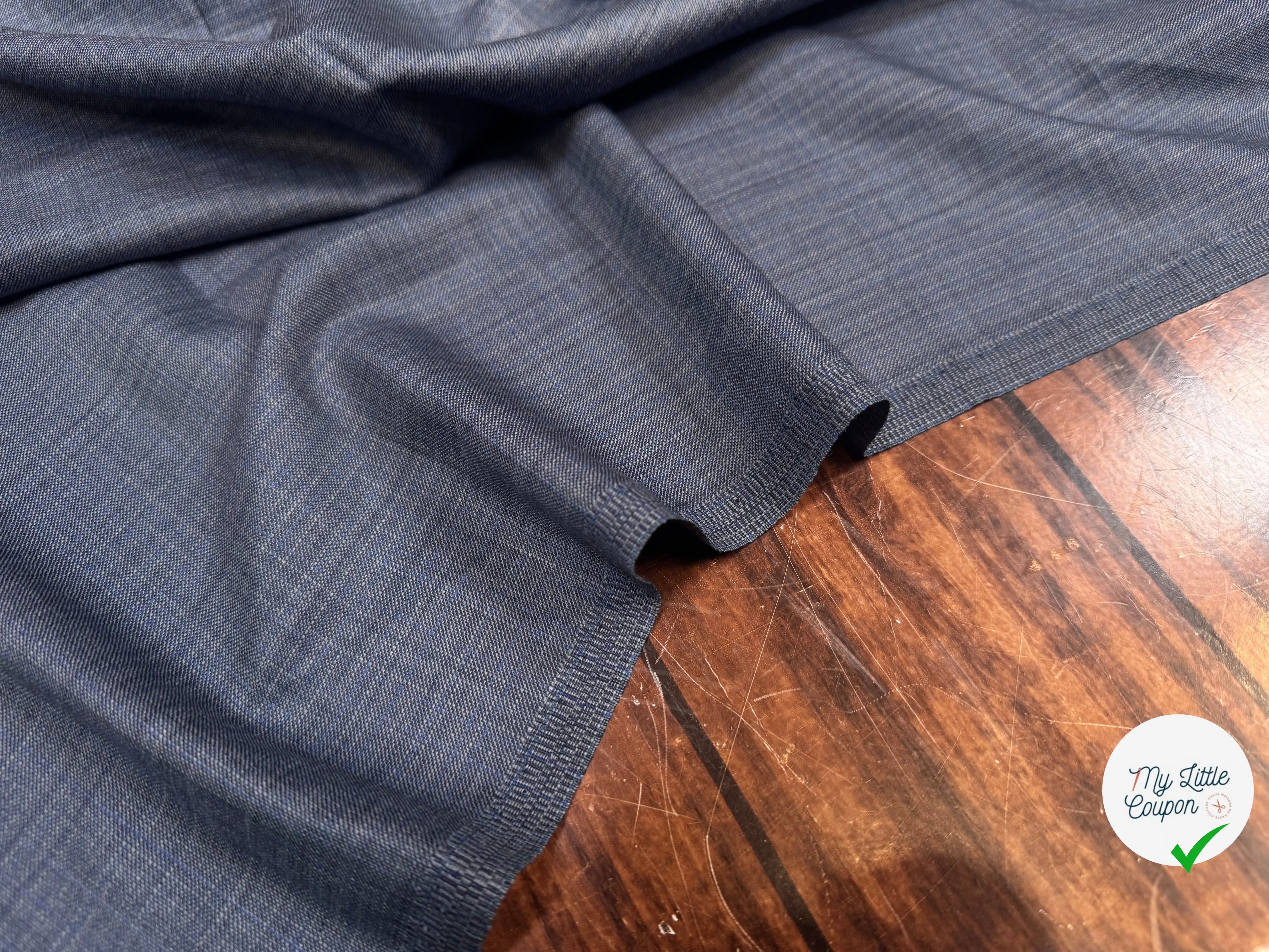 DRAPERIE VITALE BARBERIS  100% LAINE CADET BLUE CHINÉ - My Little Coupon