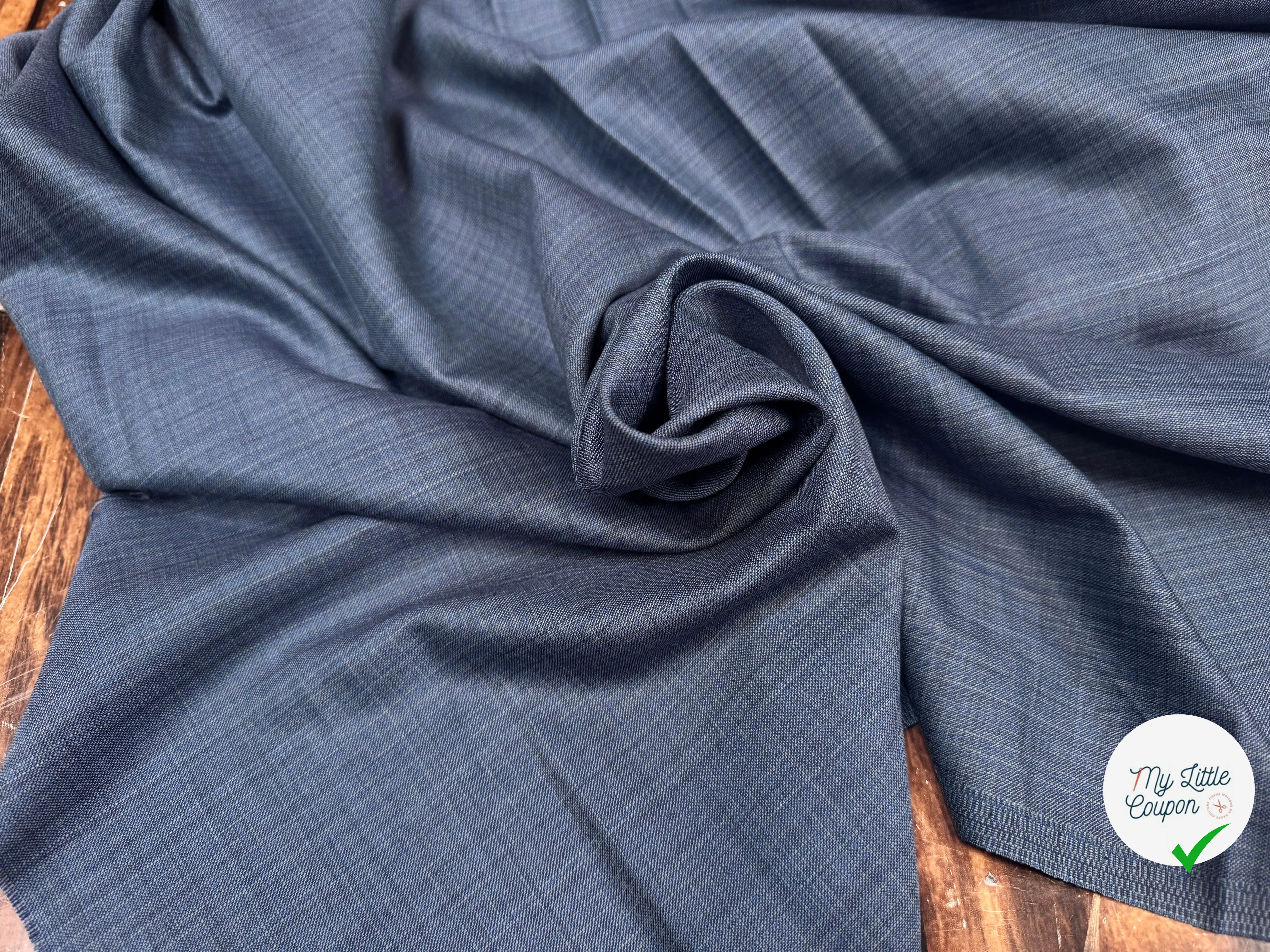 DRAPERIE VITALE BARBERIS  100% LAINE CADET BLUE CHINÉ - My Little Coupon