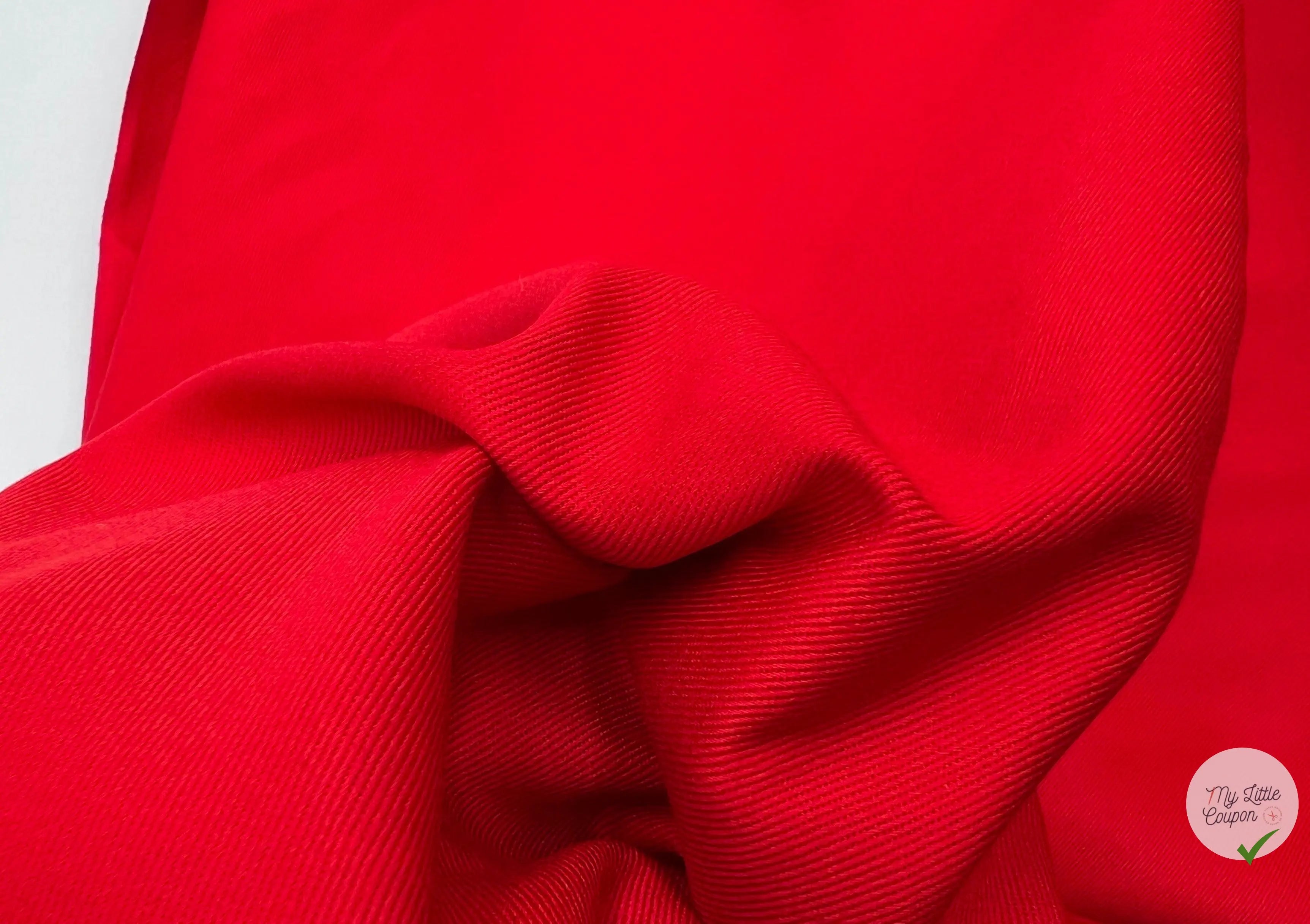 DRILL LÉGER ROUGE COQUELICOT QUALITÉ JAPON - coupon de tissu de 3 mètres - My Little Coupon - tissu - coudre