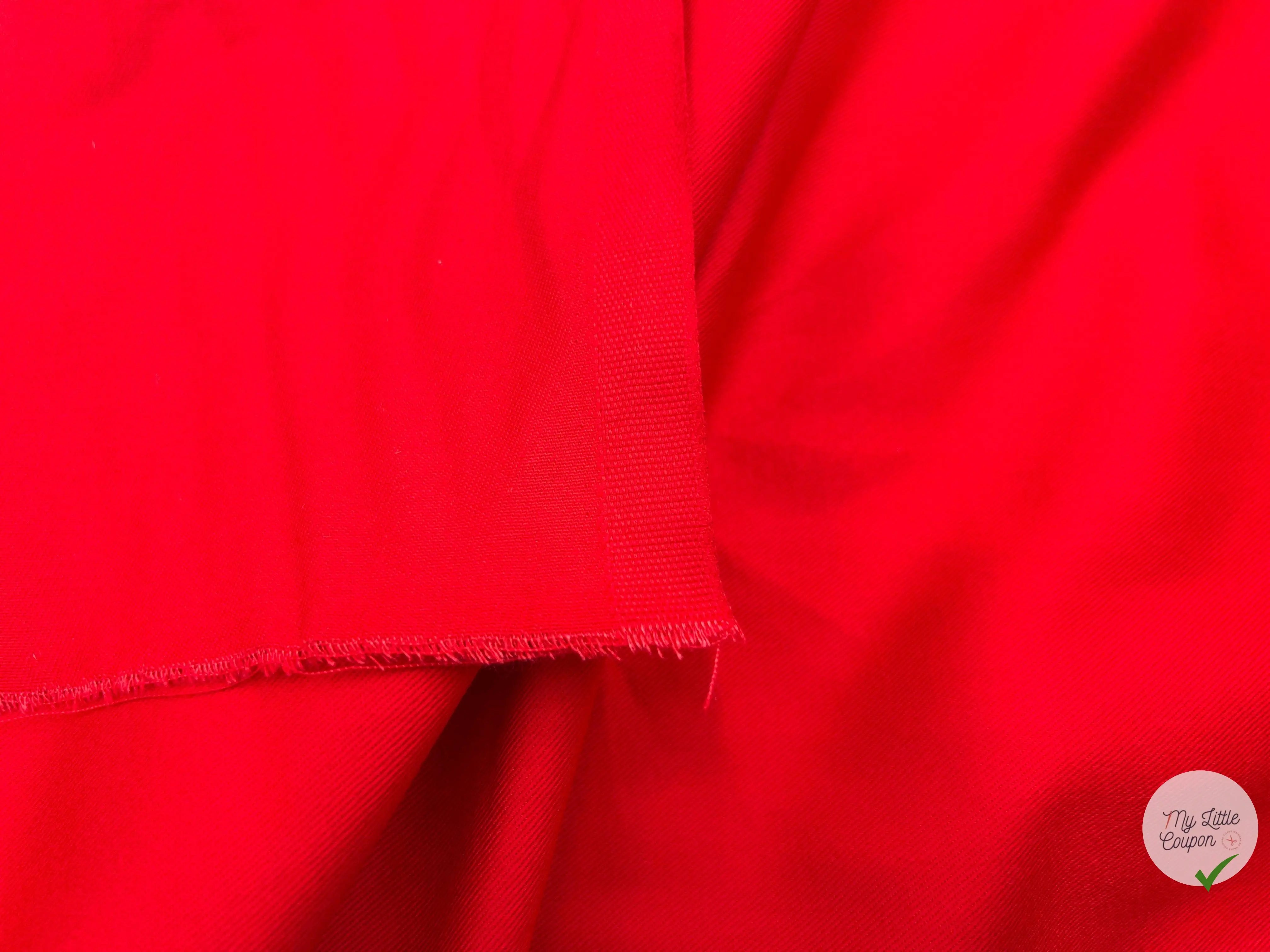 DRILL LÉGER ROUGE COQUELICOT QUALITÉ JAPON - coupon de tissu de 3 mètres - My Little Coupon - tissu - coudre