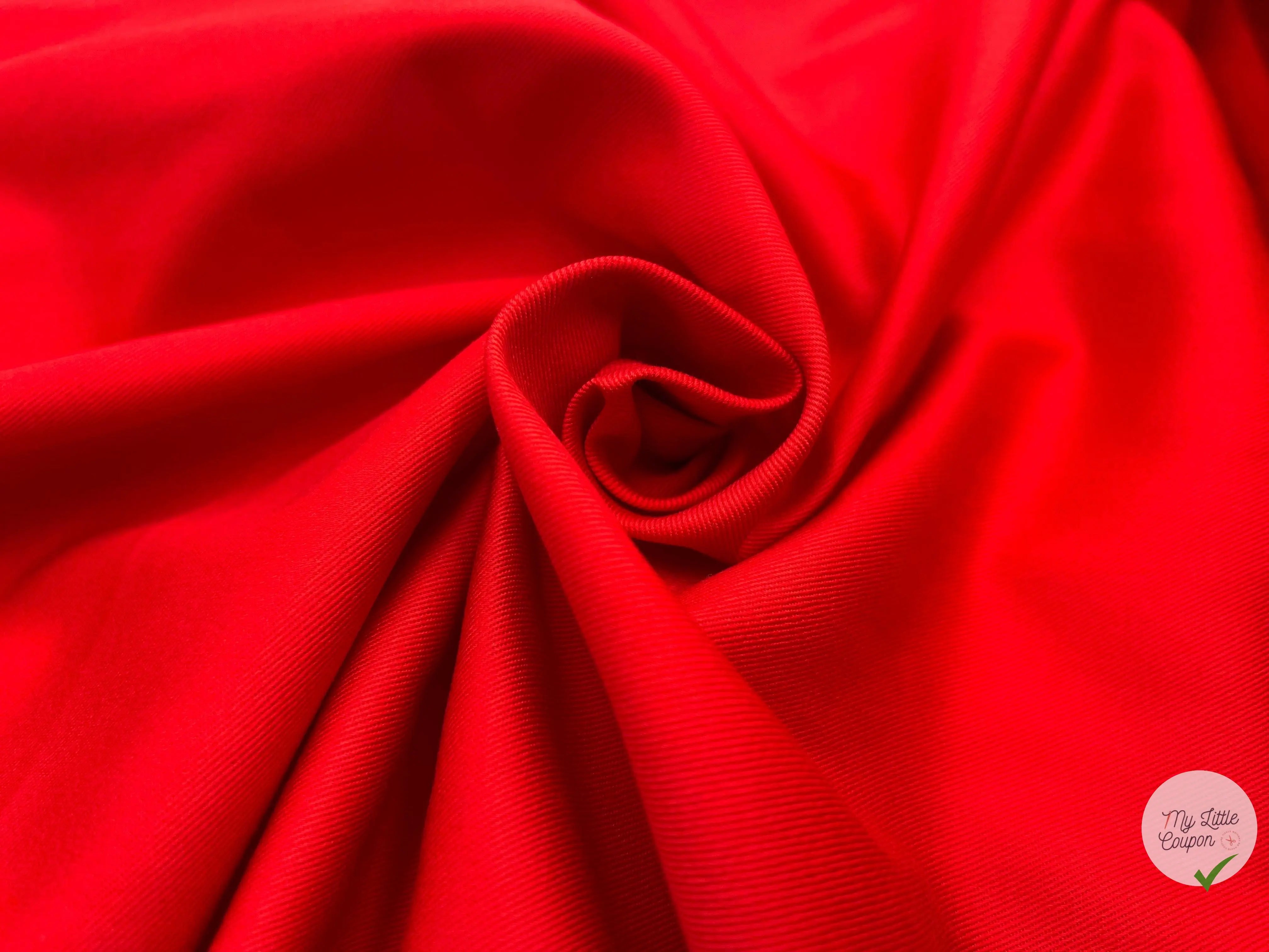 DRILL LÉGER ROUGE COQUELICOT QUALITÉ JAPON - coupon de tissu de 3 mètres - My Little Coupon - tissu - coudre