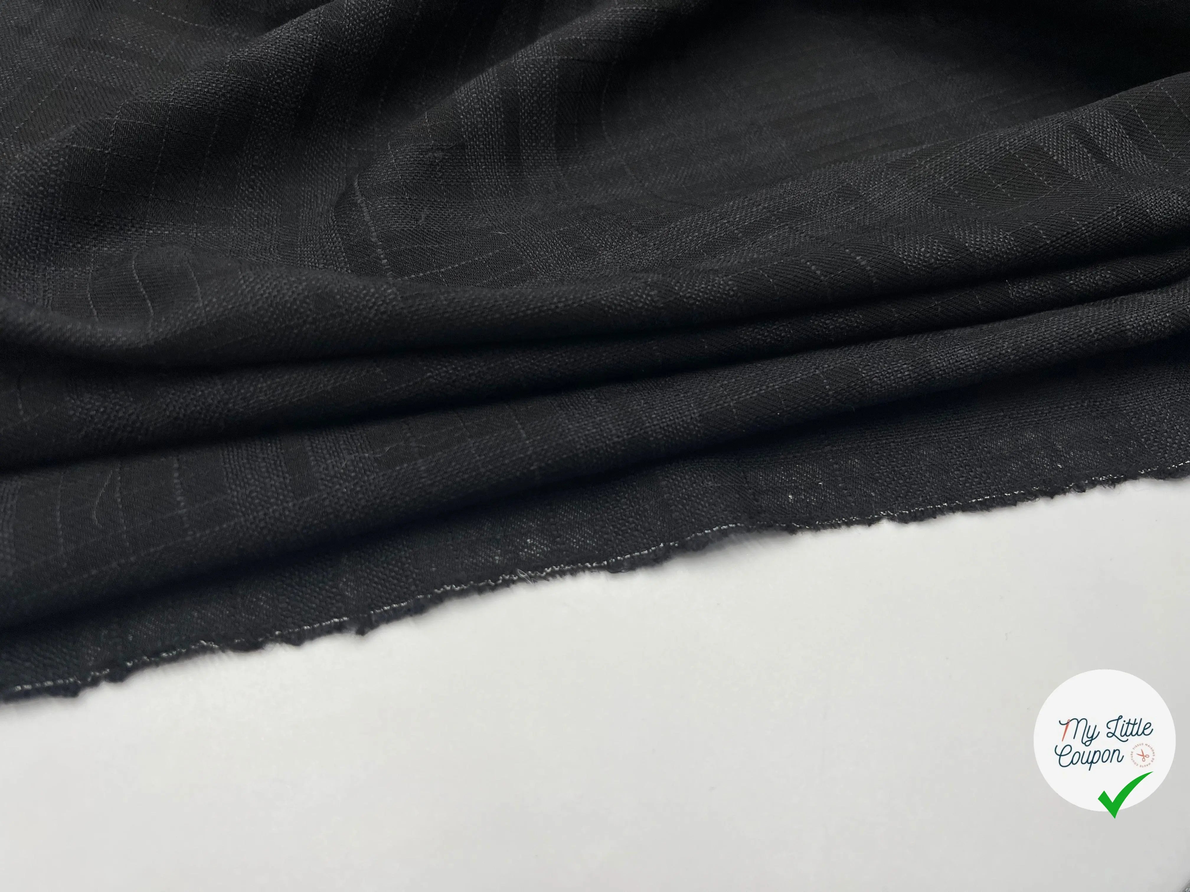 ÉTAMINE DE LAINE FILETÉE CARREAUX NOIR TRÈS CHIC - My Little Coupon - tissu - coudre
