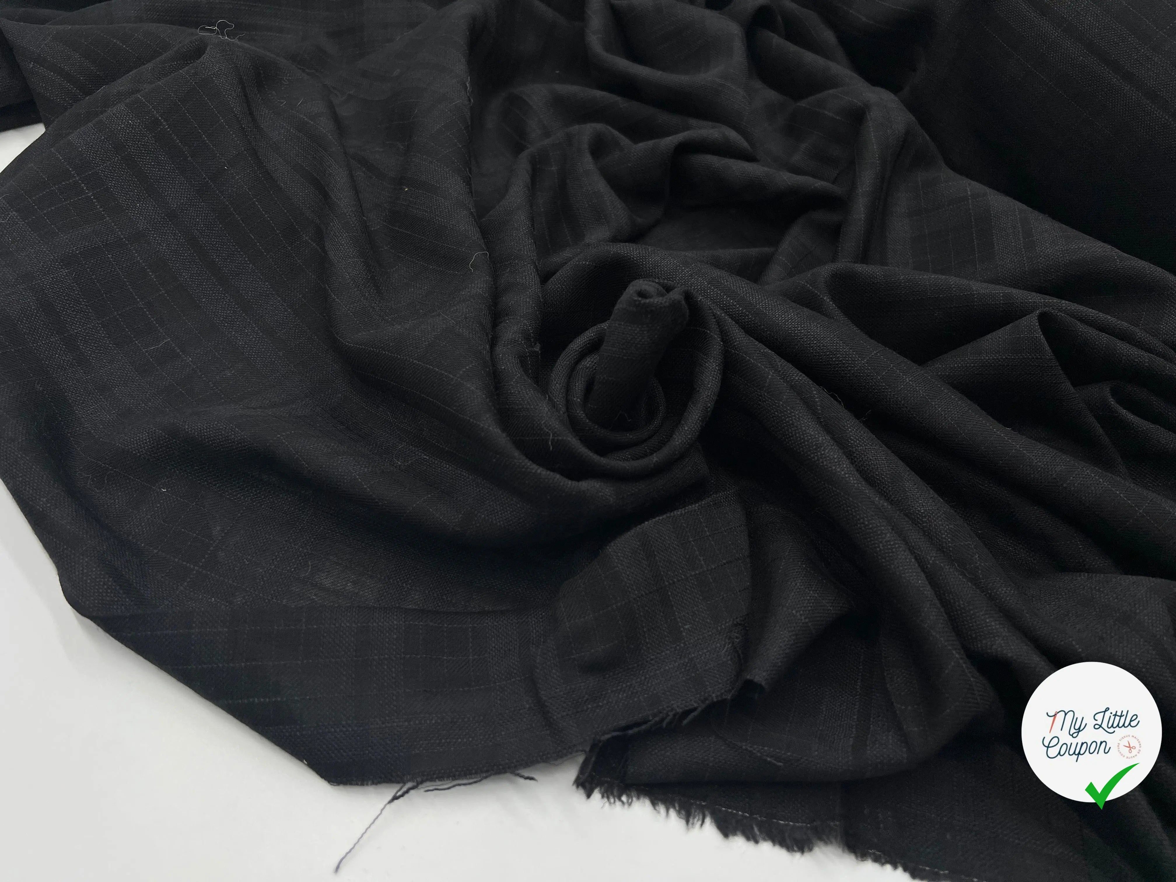 ÉTAMINE DE LAINE FILETÉE CARREAUX NOIR TRÈS CHIC - My Little Coupon - tissu - coudre