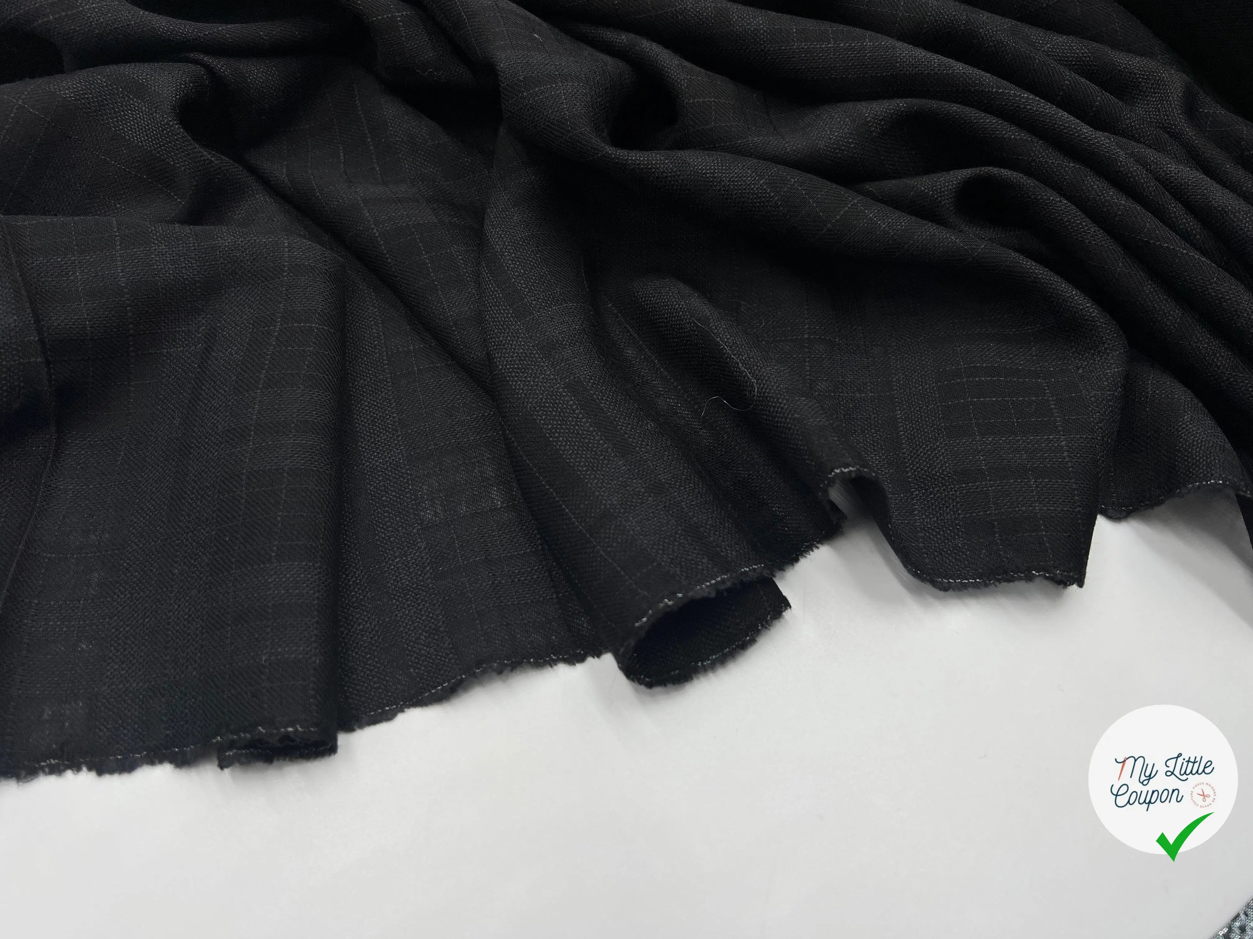 ÉTAMINE DE LAINE FILETÉE CARREAUX NOIR TRÈS CHIC - My Little Coupon - tissu - coudre
