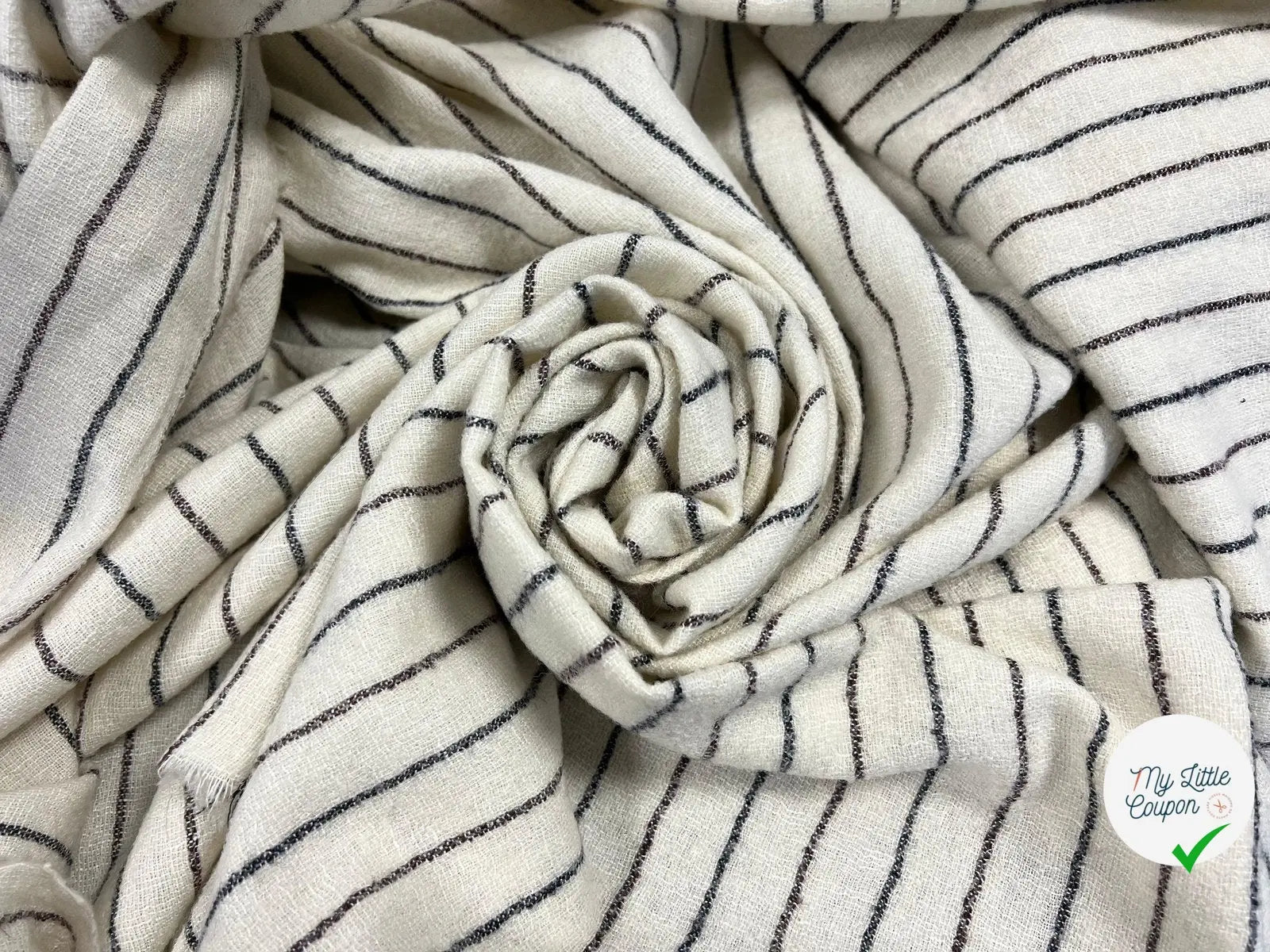 ÉTAMINE ÉPAISSE BISTRIPE BORDEAUX ET NOIR - My Little Coupon - tissu - coudre