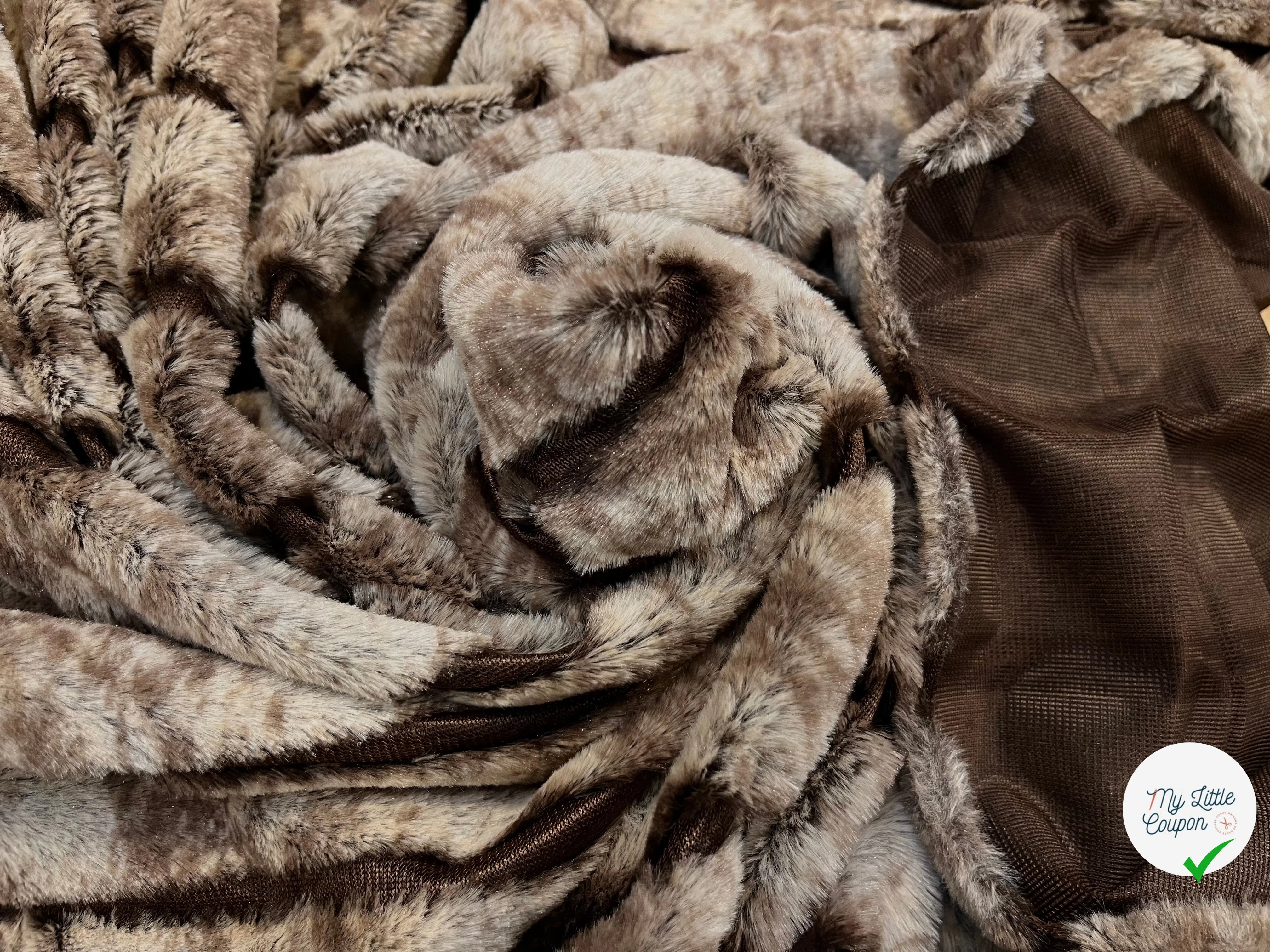 FAUSSE FOURRURE RAYURE MARRON ET BEIGE FONCÉ - My Little Coupon