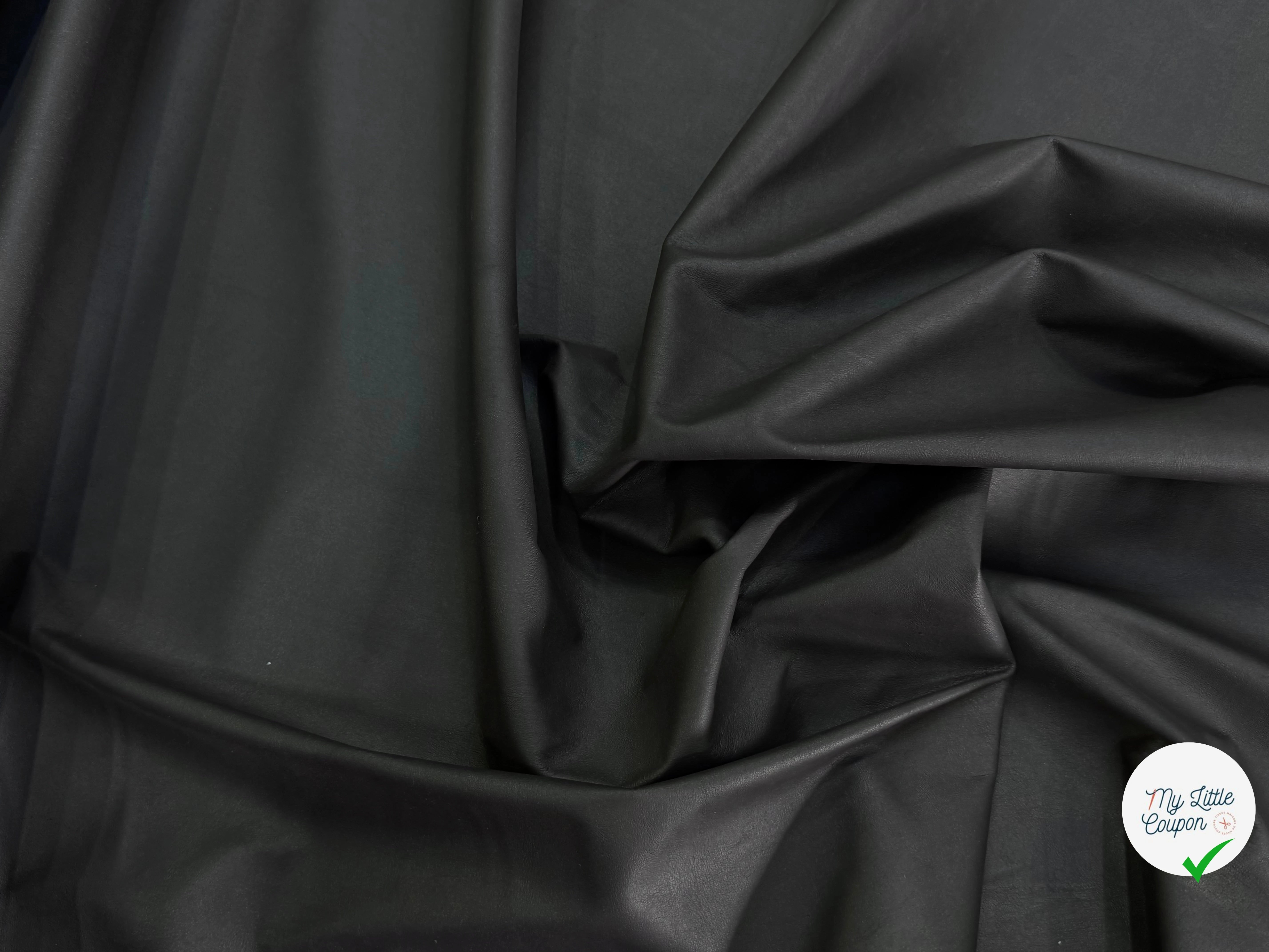 FAUX CUIR EXTENSIBLE NOIR EFFET HUILÉ - My Little Coupon