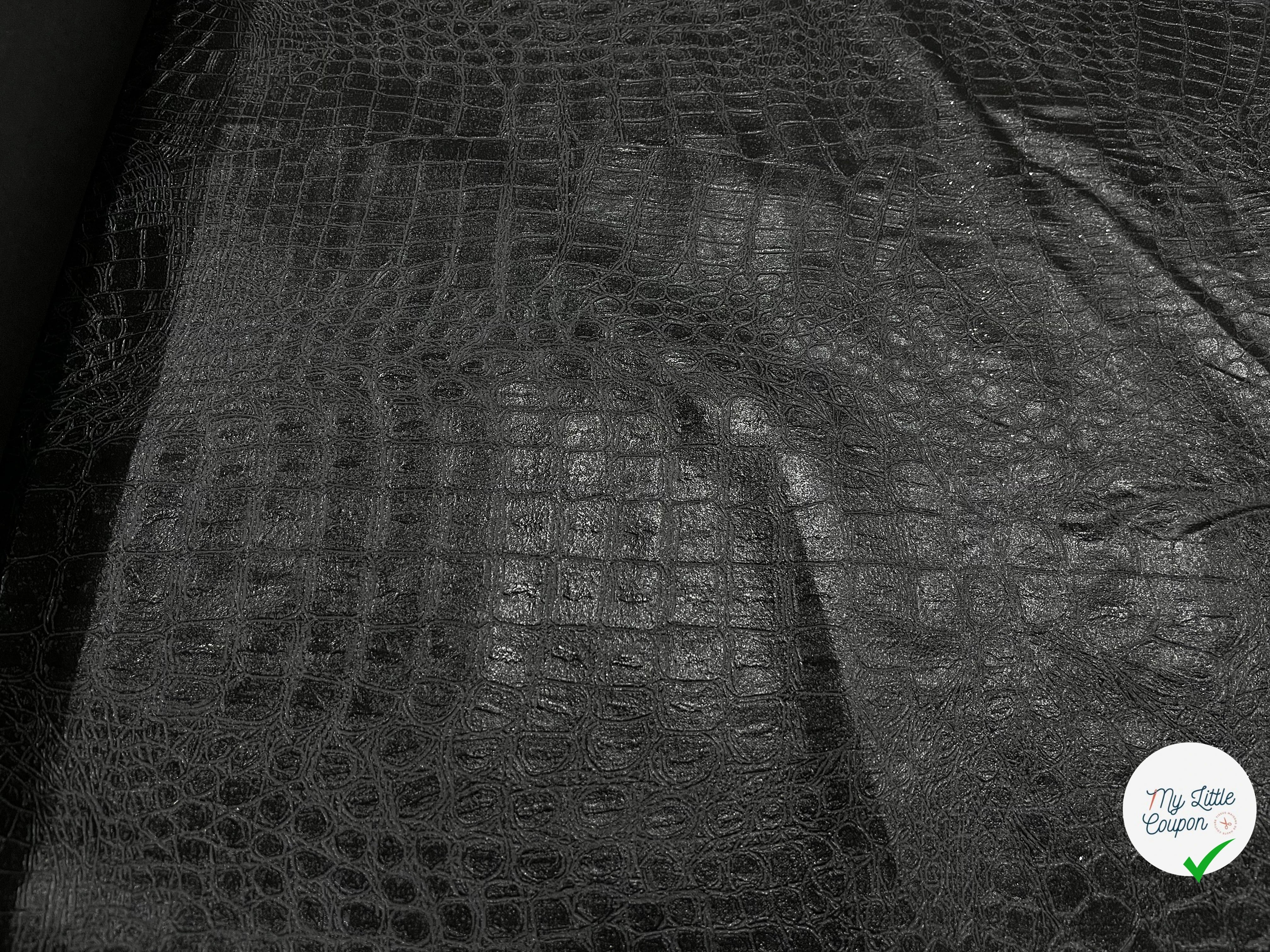 FAUX CUIR PEAU DE CROCODILLE NOIR - My Little Coupon