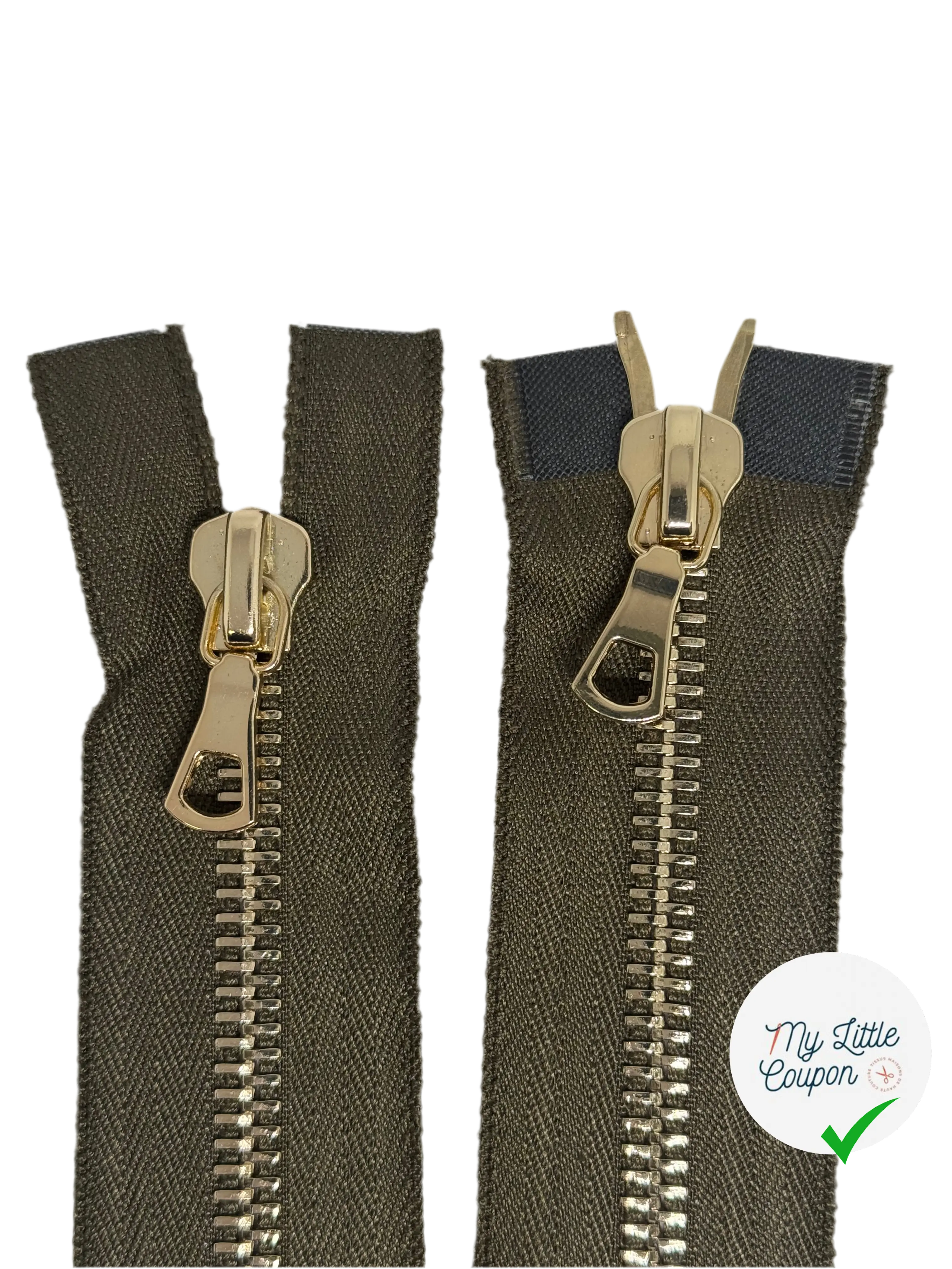 FERMETURE 2 CURSEURS VERT KAKI 90CM - My Little Coupon