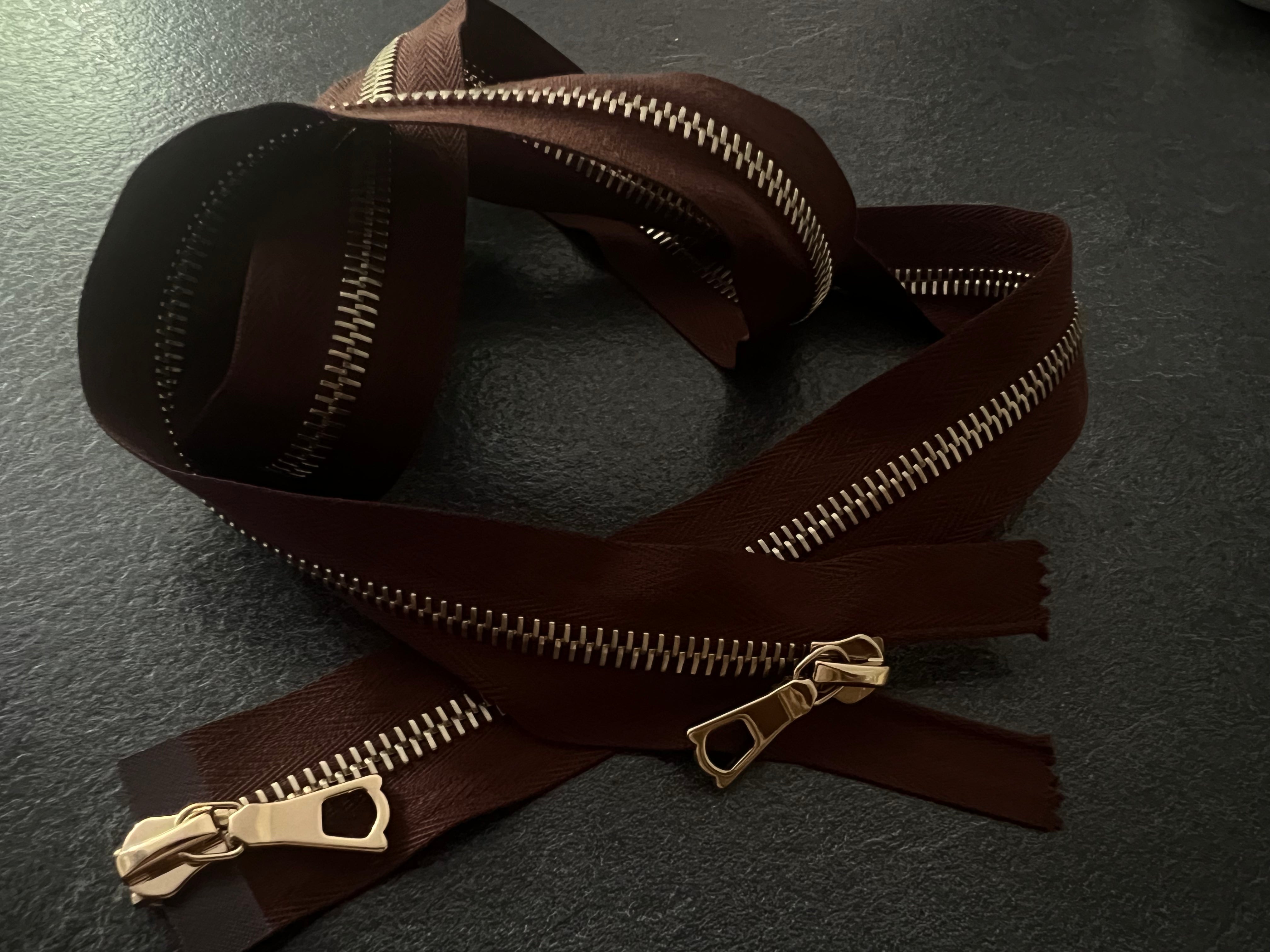 FERMETURE DOUBLE CURSEUR MARRON 100cm - My Little Coupon