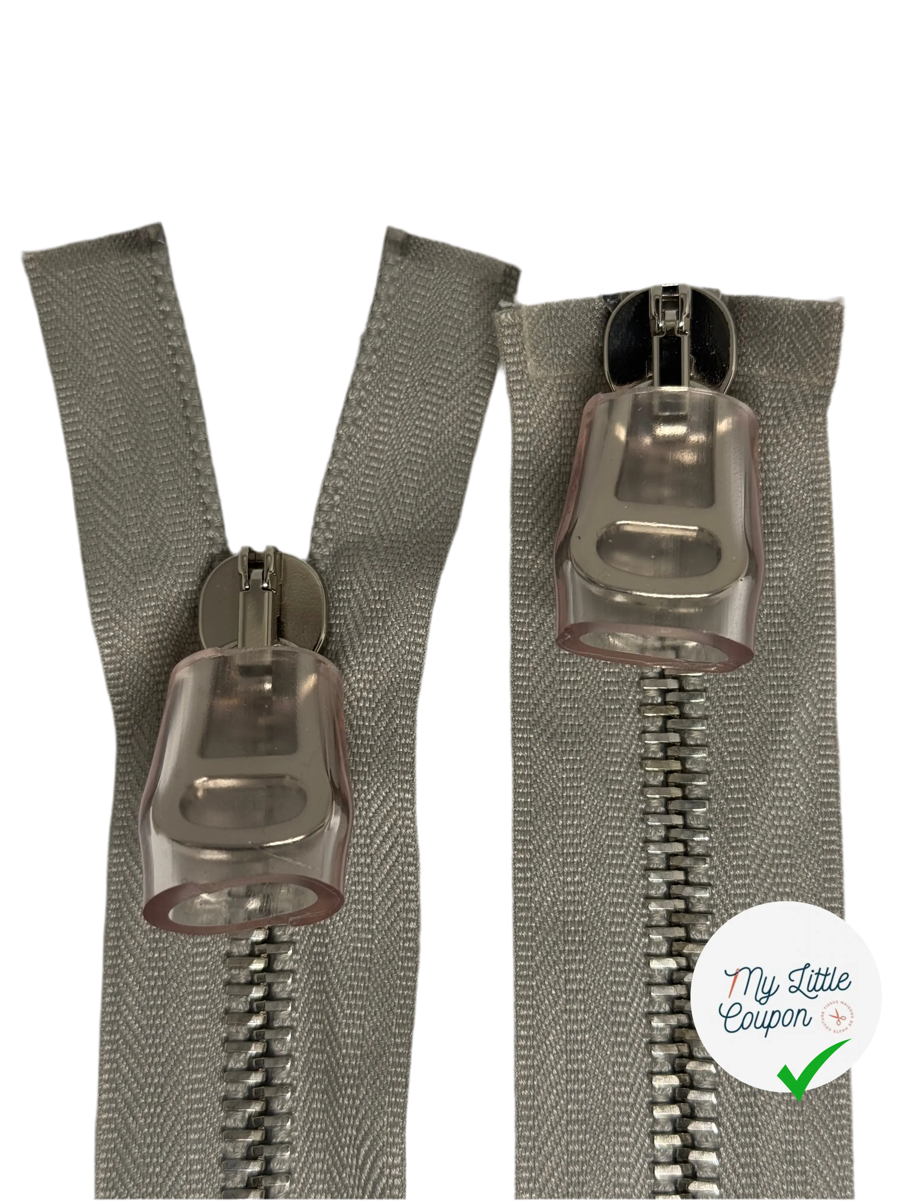 FERMETURE DOUBLE CURSEUR MÉTAL ARGENTÉ GRIS - My Little Coupon