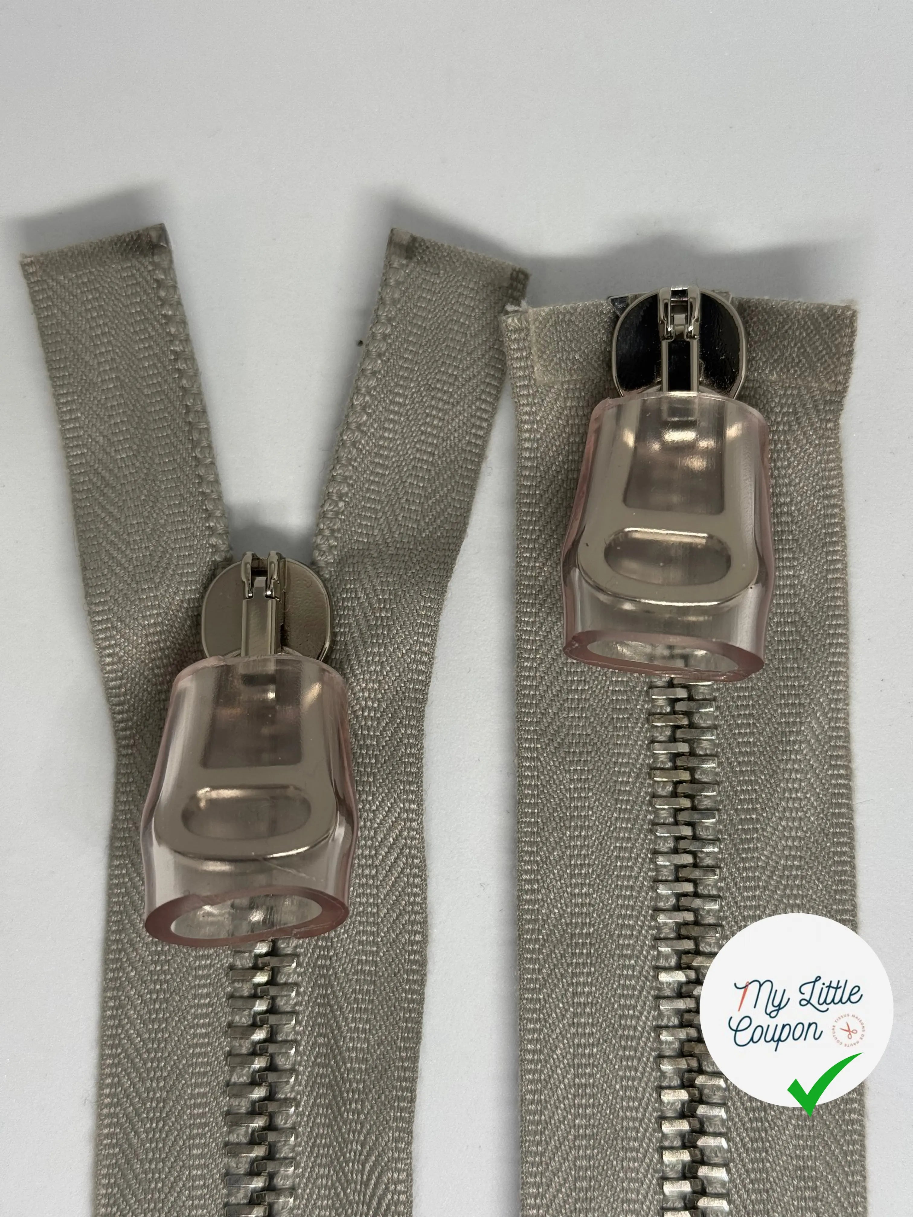FERMETURE DOUBLE CURSEUR MÉTAL ARGENTÉ GRIS - My Little Coupon