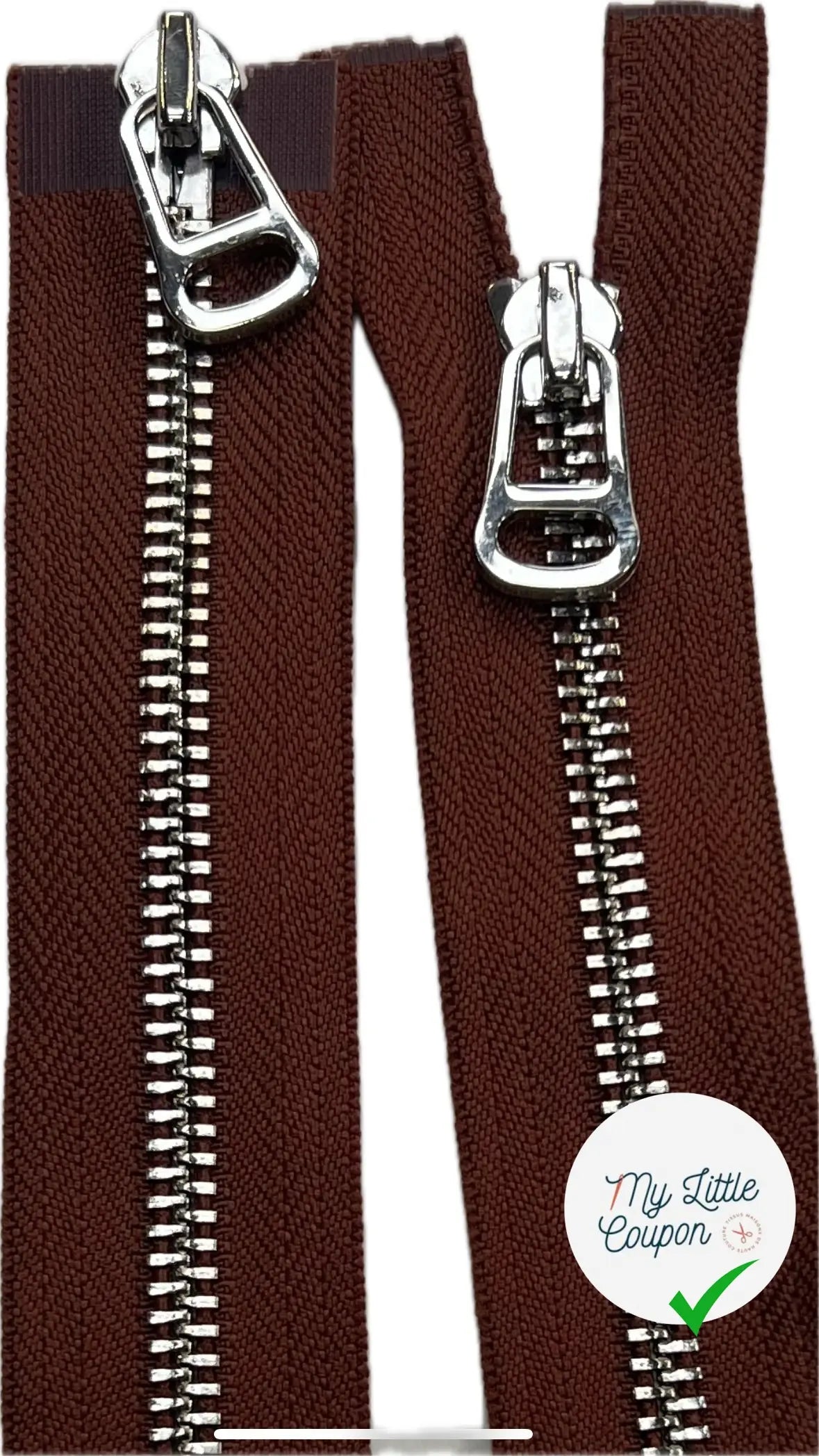 FERMETURE MÉTAL DOUBLE VOIES  100CM MARRON - My Little Coupon
