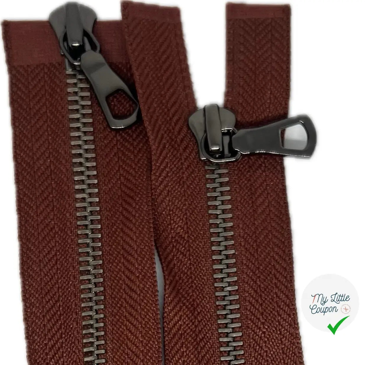 FERMETURE MÉTAL DOUBLE VOIES  80CM MARRON - My Little Coupon