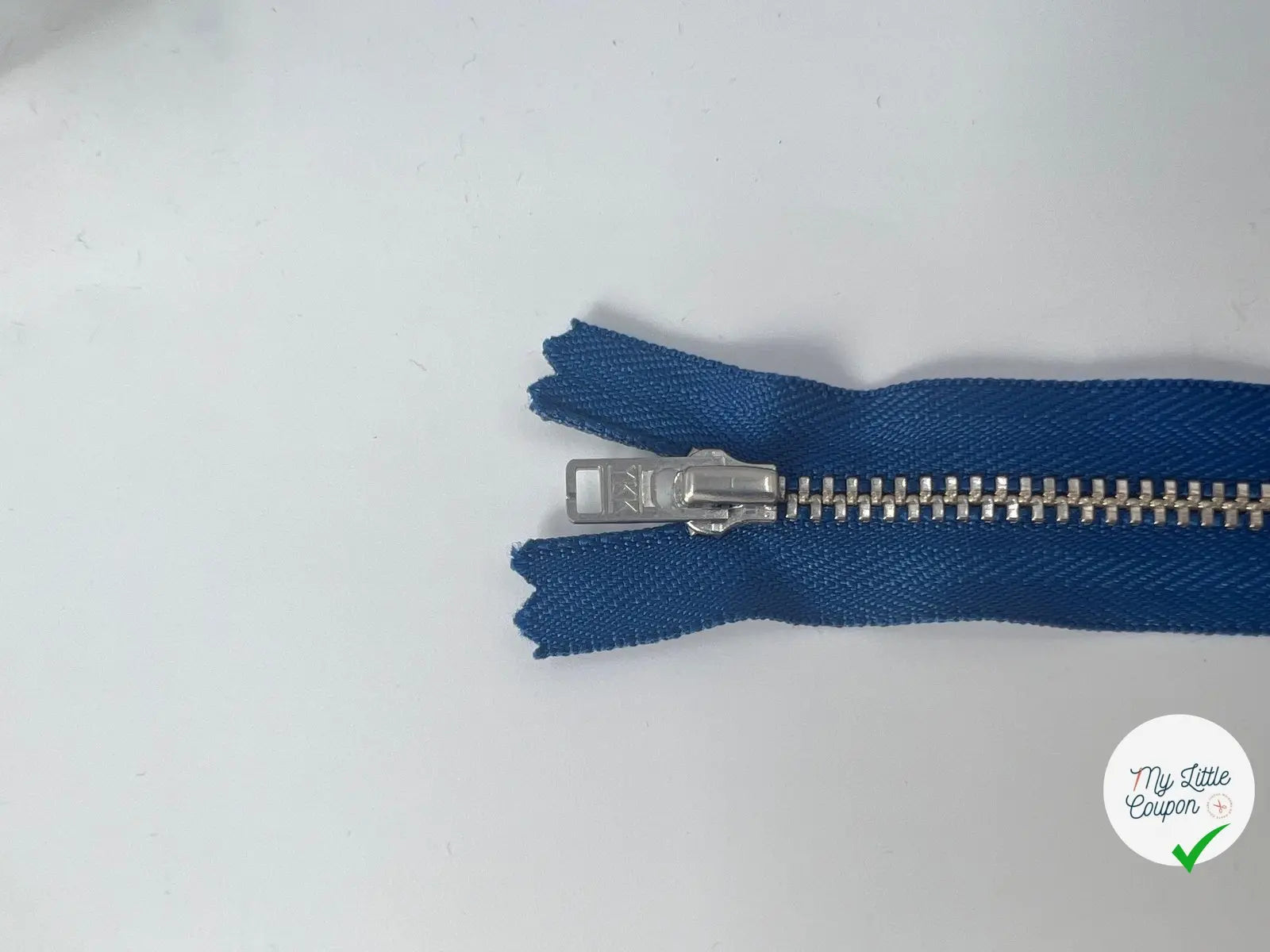 FERMETURE NON SÉPARABLE METAL ARGENT COLORIS BLEU 12CM - My Little Coupon - tissu - coudre