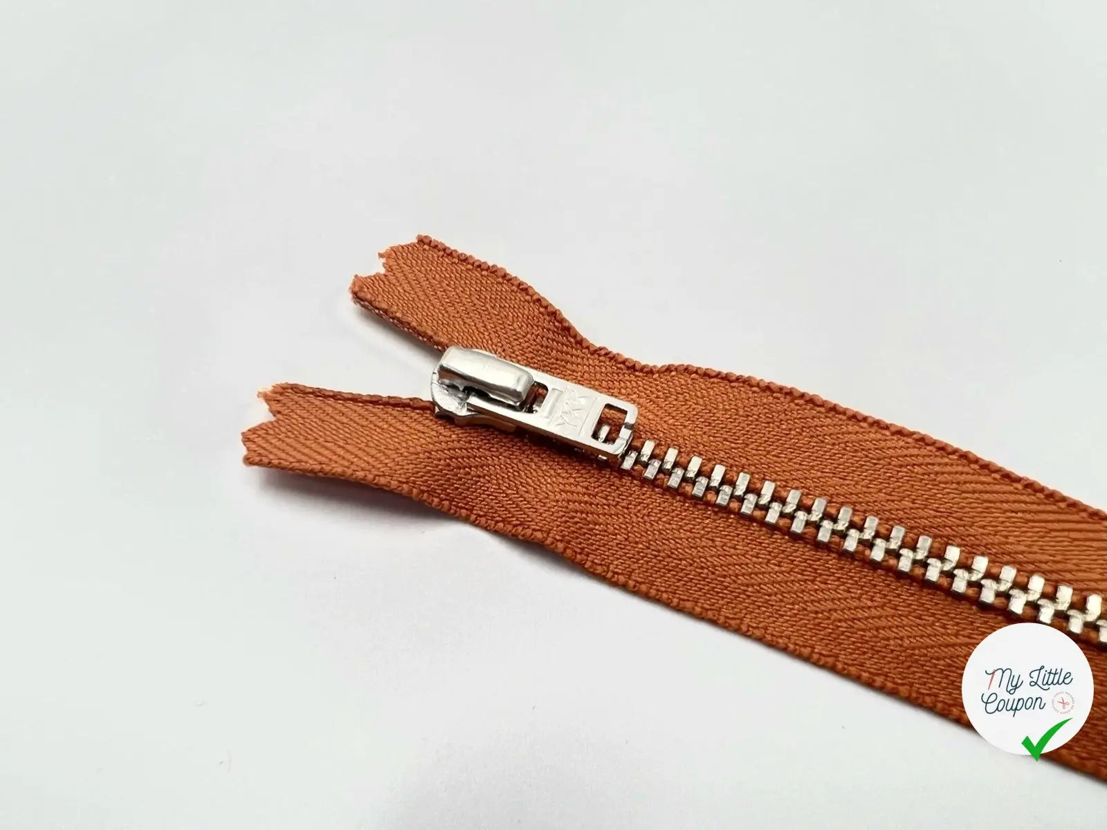 FERMETURE NON SÉPARABLE MÉTAL ARGENT COLORIS ORANGE 15CM - My Little Coupon - tissu - coudre