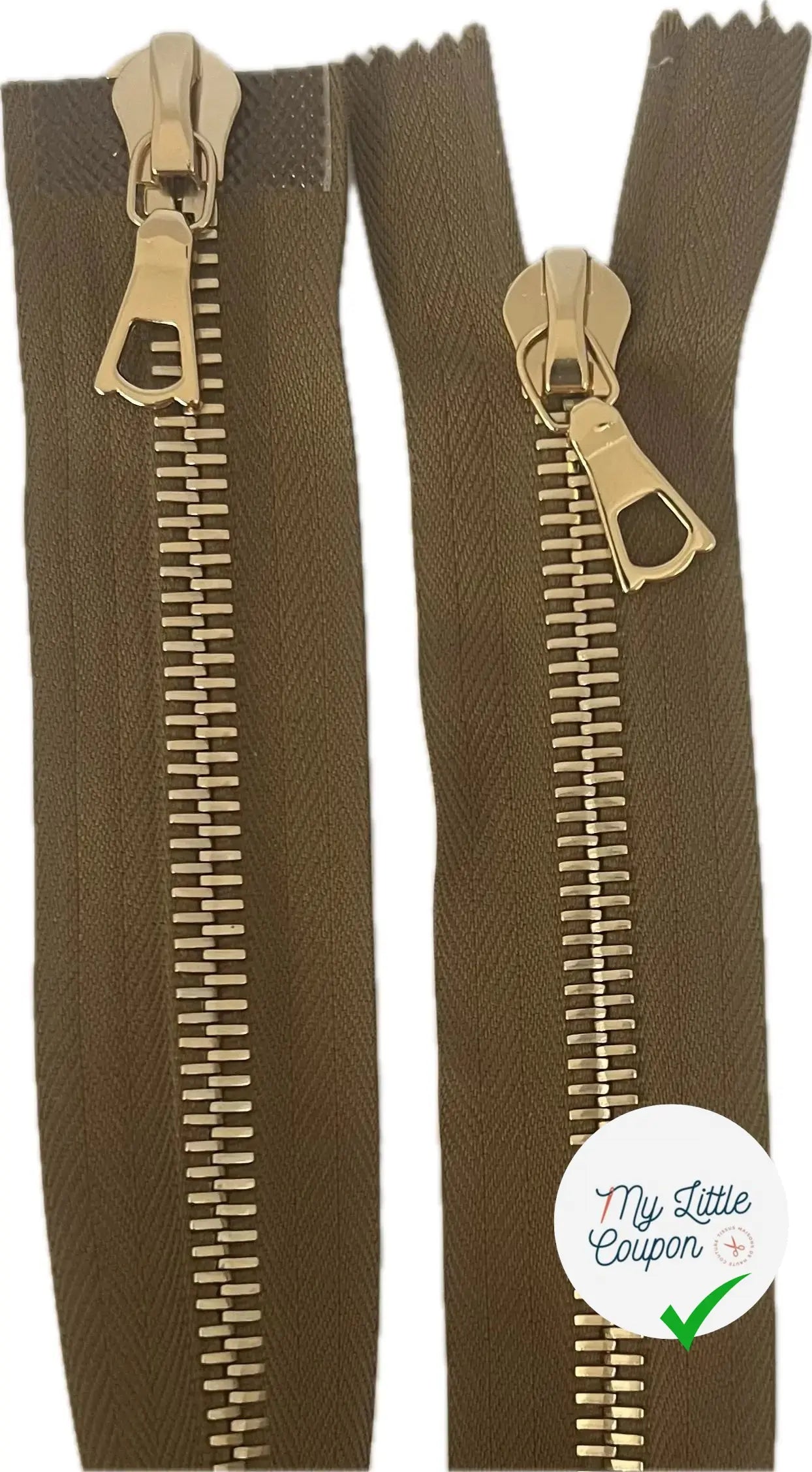 FERMETURE RIRI MÉTAL DORÉ DOUBLE VOIES  80CM M8 KAKI CLAIR - My Little Coupon