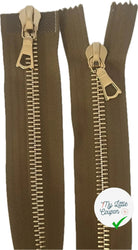 FERMETURE RIRI MÉTAL DORÉ DOUBLE VOIES  80CM M8 KAKI CLAIR - My Little Coupon