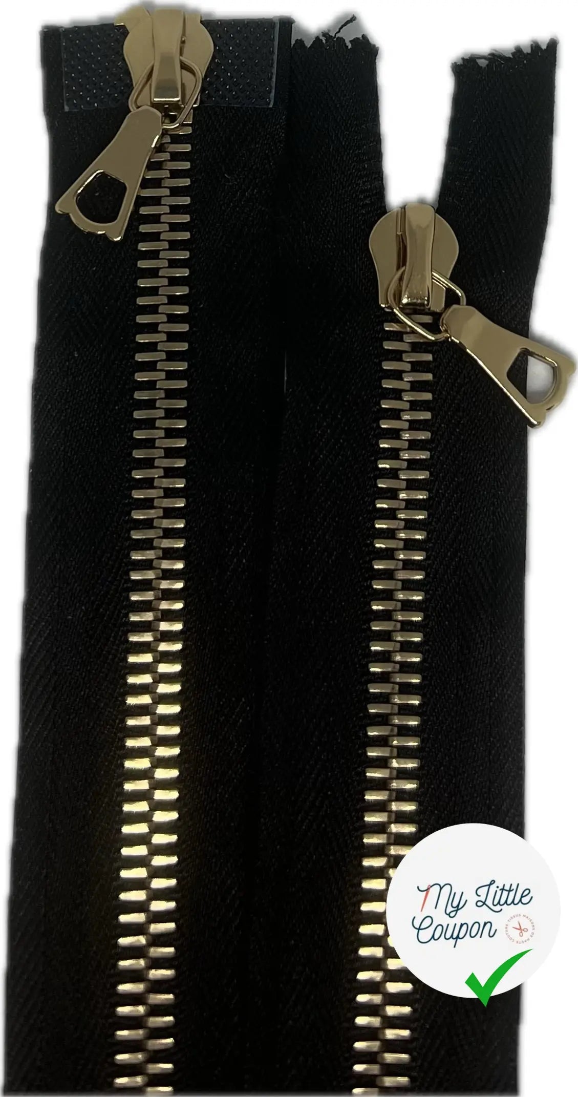 FERMETURE RIRI MÉTAL DORÉ DOUBLE VOIES  100CM M8 NOIRE - My Little Coupon