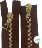 FERMETURE RIRI MÉTAL DORÉ DOUBLE VOIES  80CM M8 MARRON - My Little Coupon