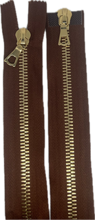 FERMETURE RIRI MÉTAL DORÉ DOUBLE VOIES  80CM M8 MARRON - My Little Coupon