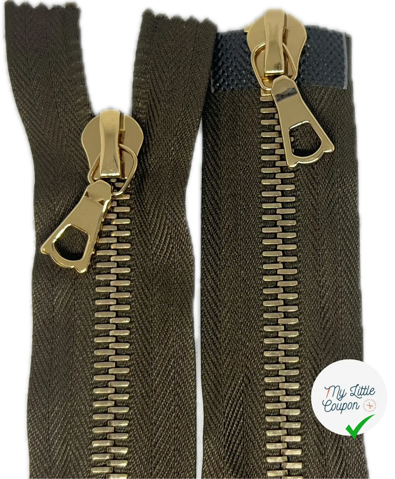 FERMETURE RIRI MÉTAL DORÉ DOUBLE VOIES  100CM M8 KAKI - My Little Coupon