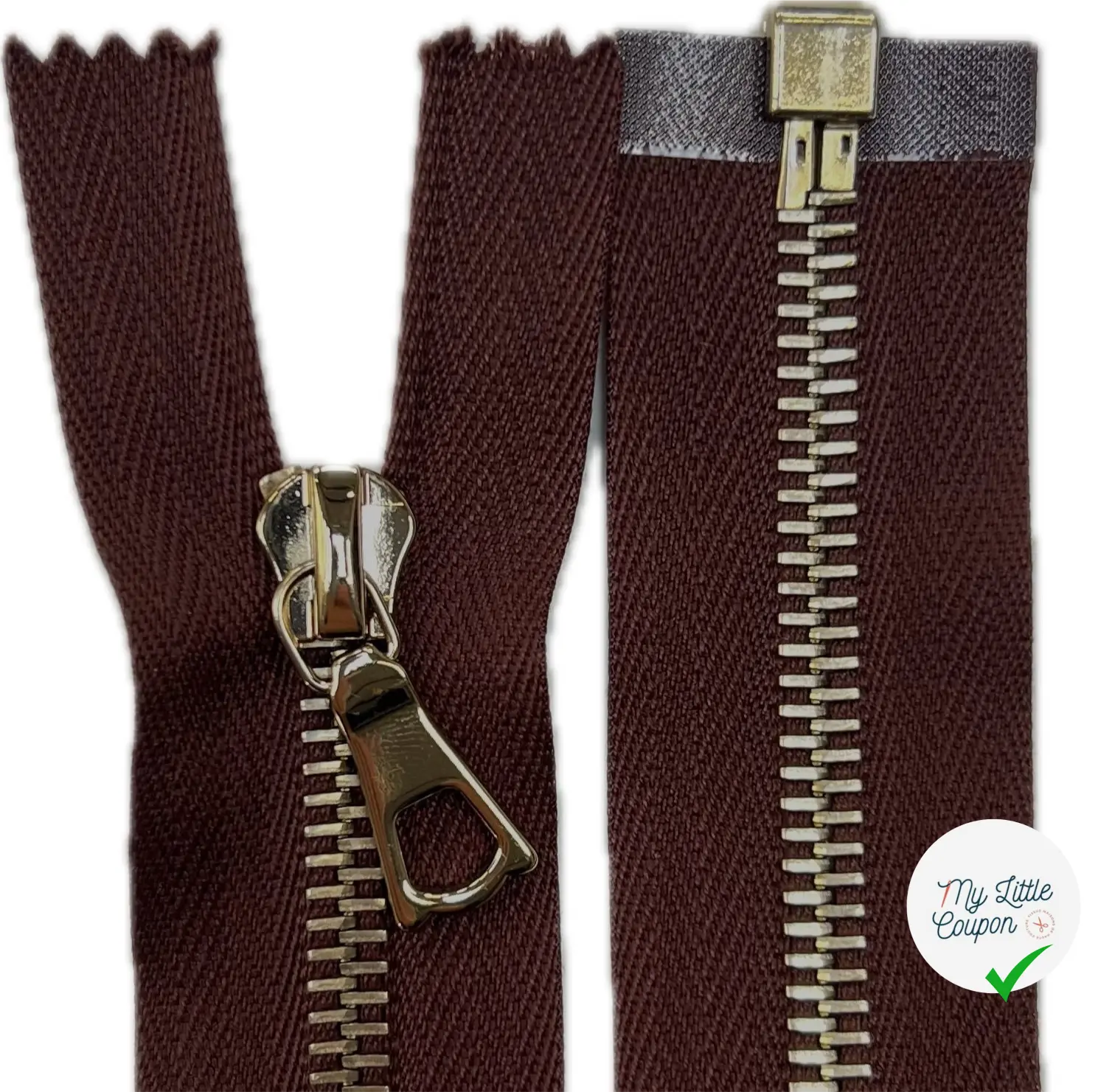 FERMETURE RIRI MÉTAL DORÉ SÉPARABLE 80CM M6 MARRON - My Little Coupon