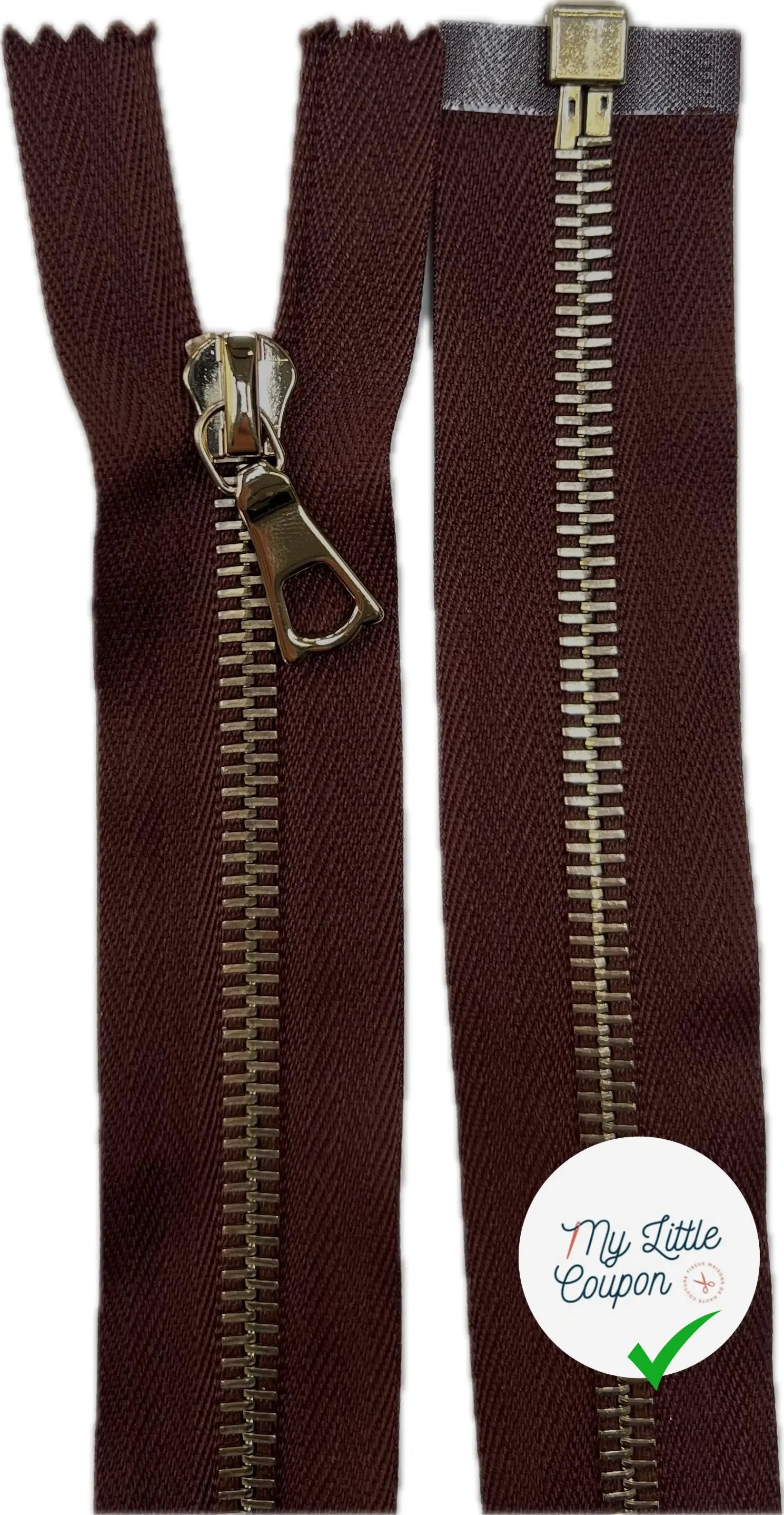 FERMETURE RIRI MÉTAL DORÉ SÉPARABLE 80CM M6 MARRON - My Little Coupon