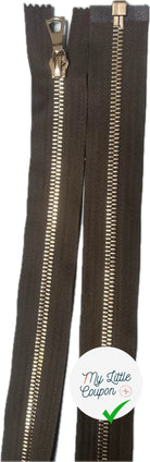 FERMETURE RIRI MÉTAL DORÉ SÉPARABLE 90CM M6 KAKI MARONNÉ - My Little Coupon
