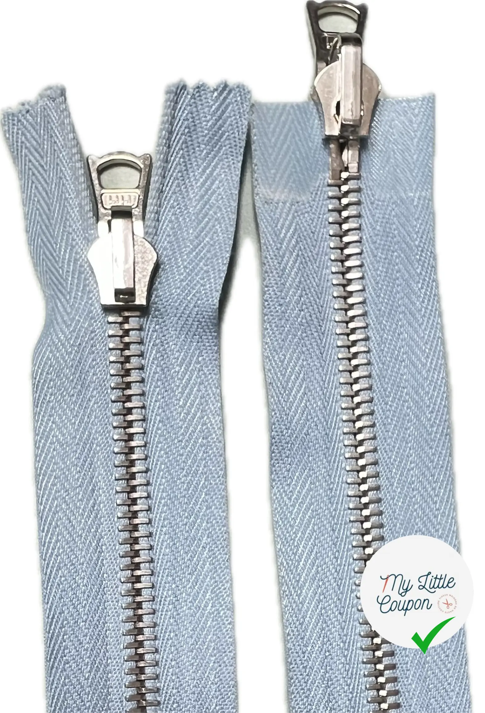 FERMETURE RIRI MÉTAL DOUBLE VOIES  45CM BLEU CIEL - My Little Coupon