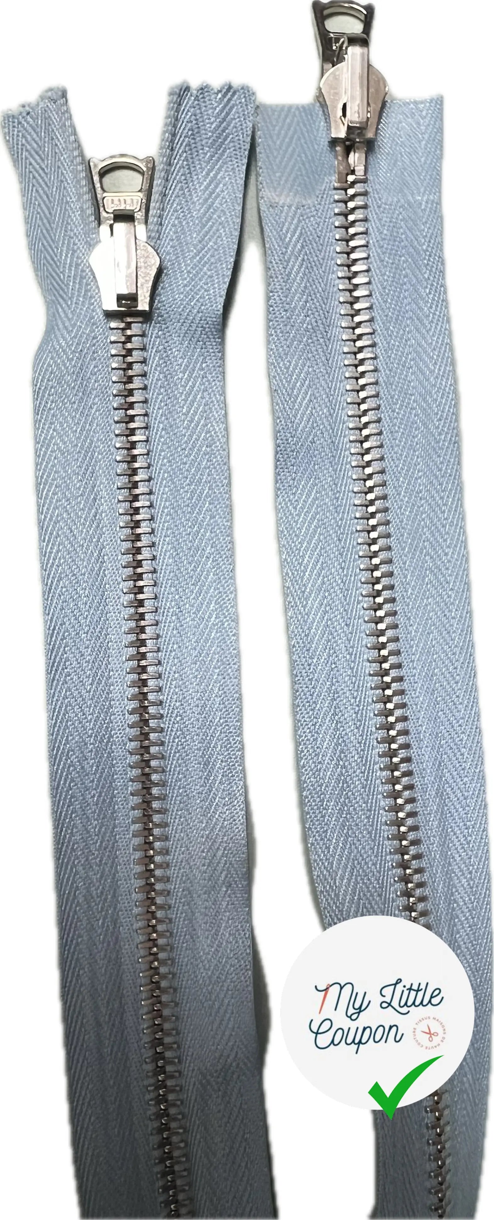 FERMETURE RIRI MÉTAL DOUBLE VOIES  45CM BLEU CIEL - My Little Coupon