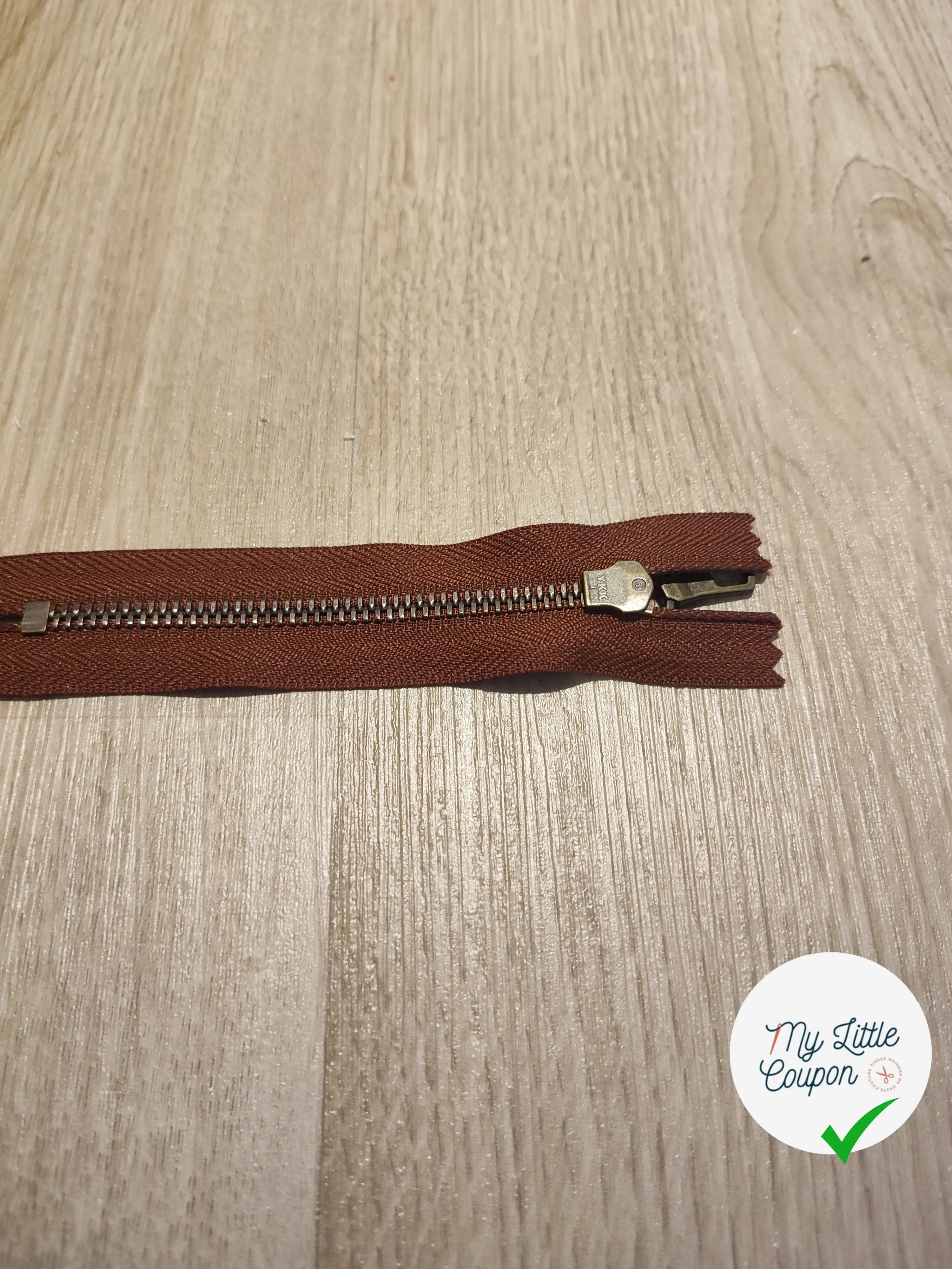 FERMETURE RIRI METAL NON SEPARABLE 12CM MARRON NOISETTE - My Little Coupon