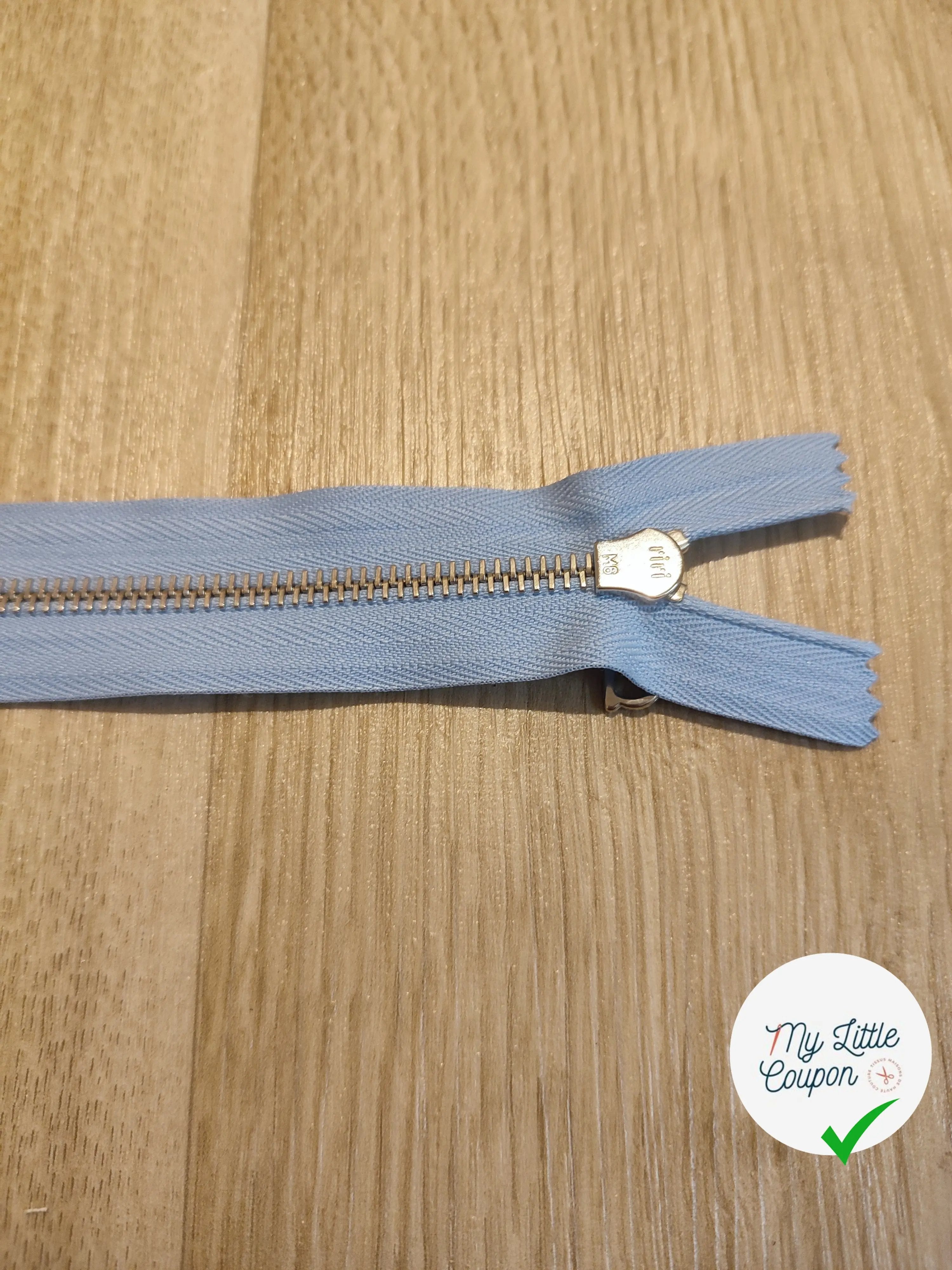 FERMETURE RIRI METAL NON SEPARABLE 15CM BLEU CIEL M6 - My Little Coupon