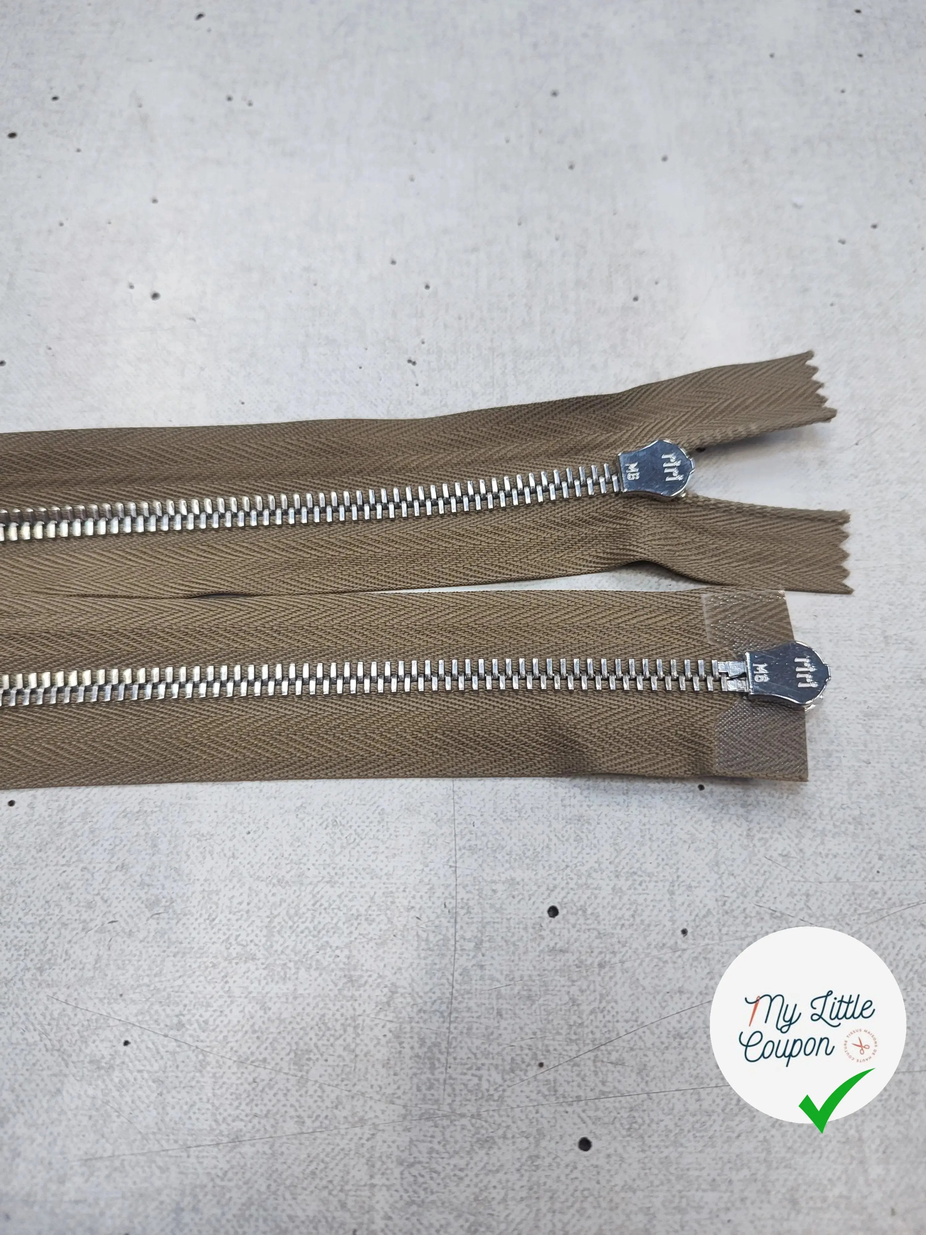 FERMETURE RIRI METAL NON SÉPARABLE DOUBLE ZIP 75CM BEIGE FONCÉ - My Little Coupon