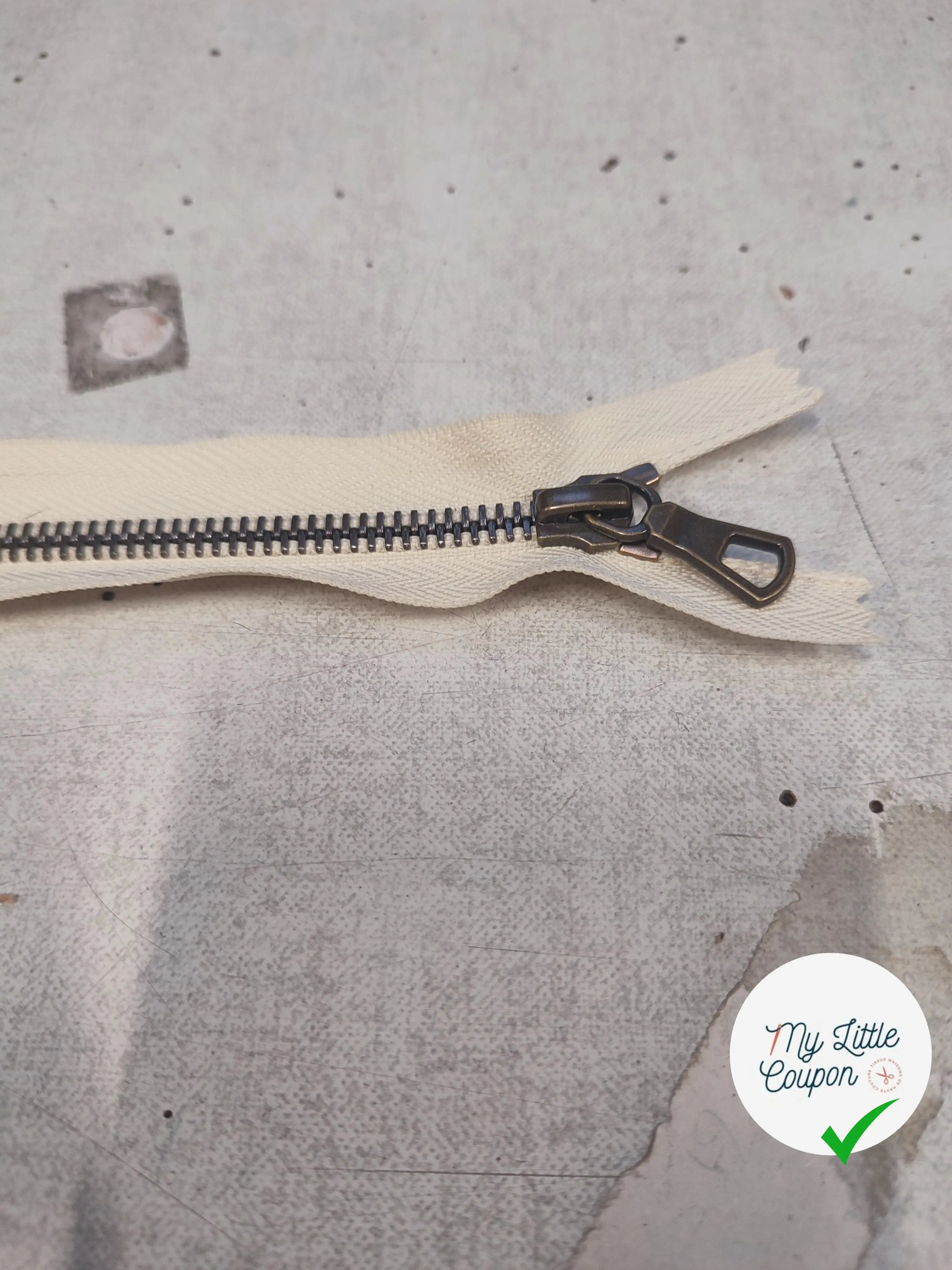 FERMETURE RIRI MÉTAL NON SÉPARABLE 16CM BLANC CASSÉ - My Little Coupon