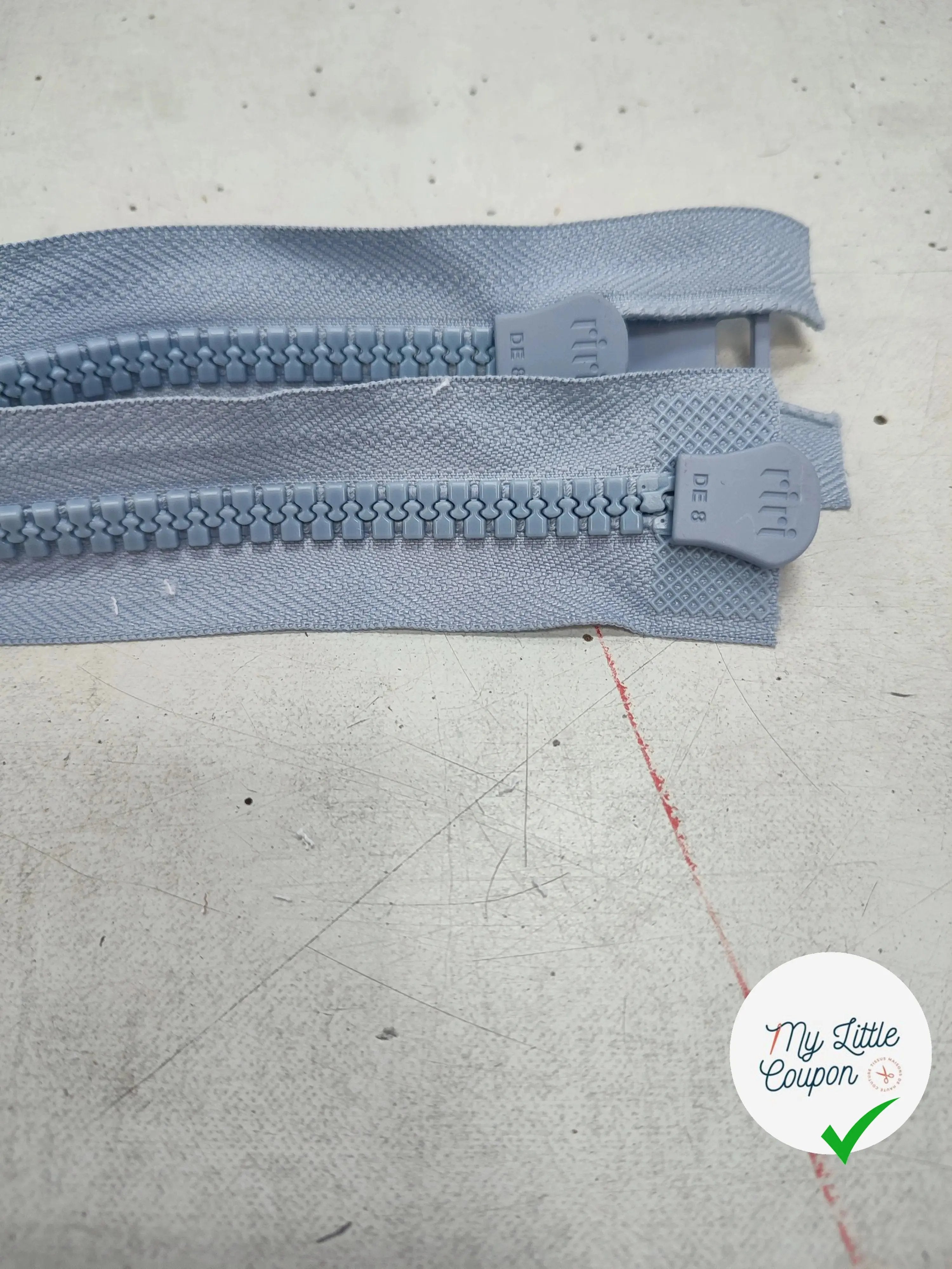 FERMETURE RIRI METAL NON SÉPARABLE DOUBLE ZIP 100CM BLEU LAVANDE - My Little Coupon