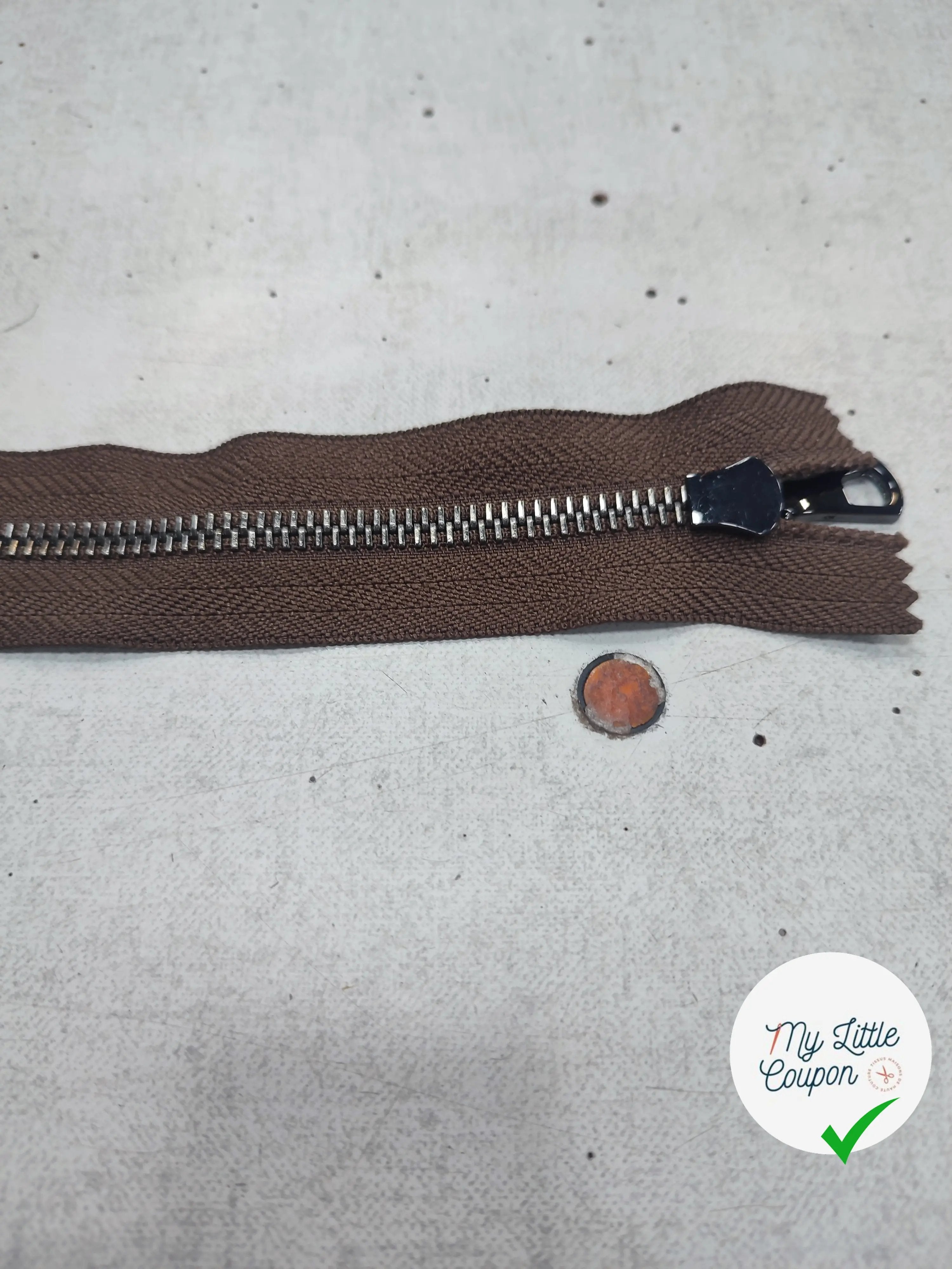 FERMETURE RIRI METAL NON SÉPARABLE 20CM MARRON - My Little Coupon