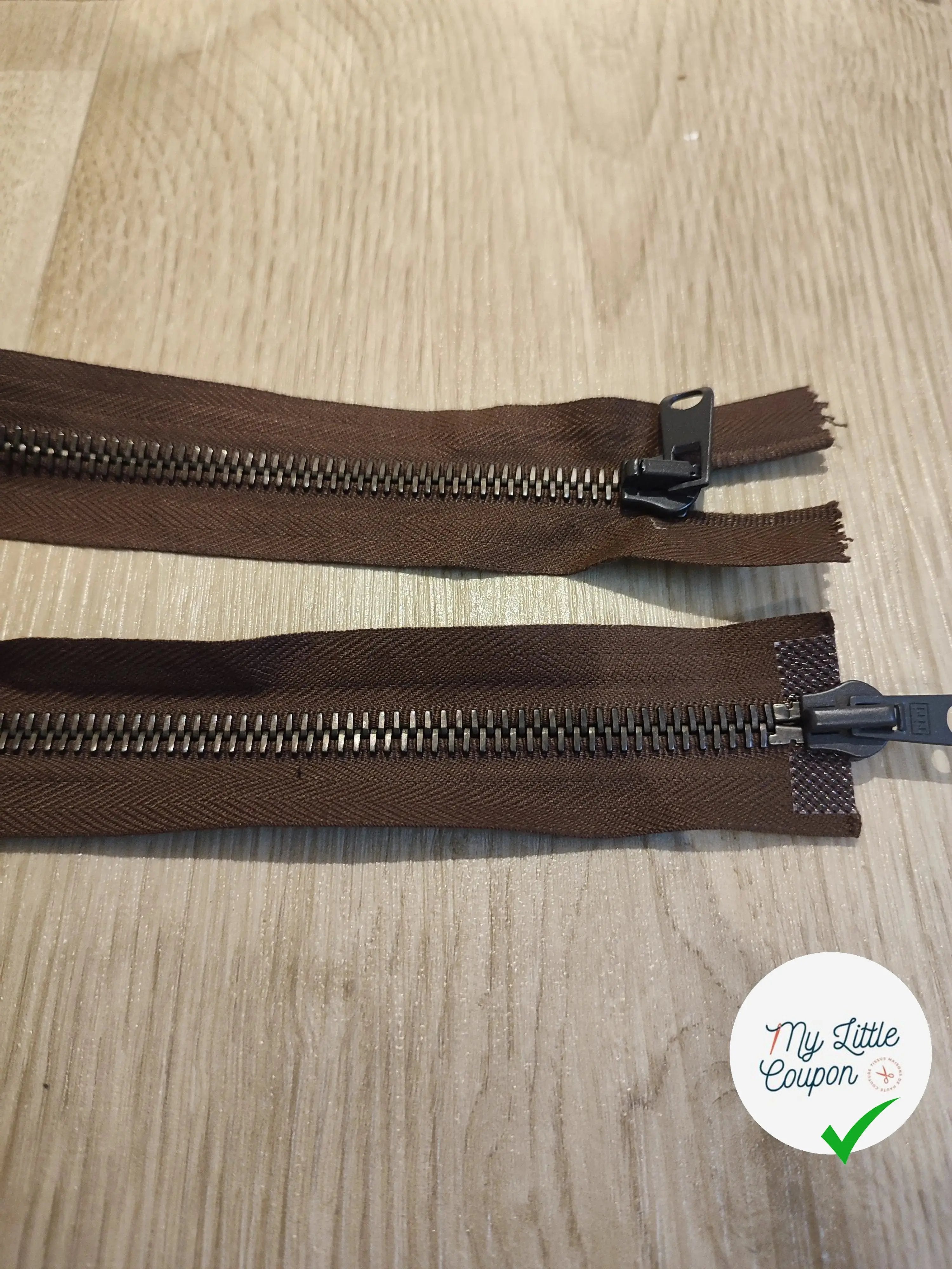 FERMETURE RIRI METAL NON SÉPARABLE DOUBLE CHEMINS 90CM MARRON CHOCOLAT M8 - My Little Coupon