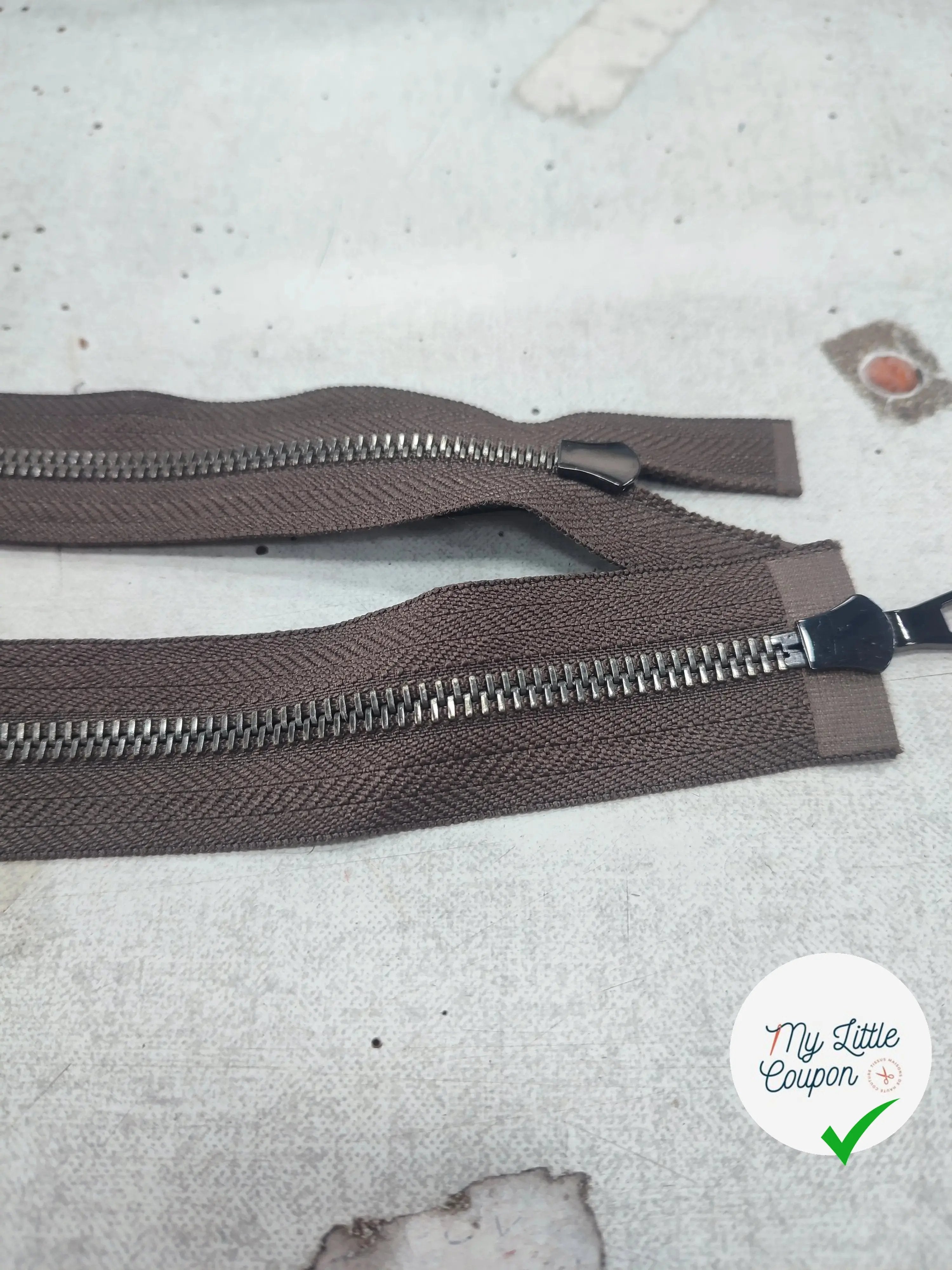 FERMETURE RIRI METAL NON SÉPARABLE DOUBLE ZIP 90CM MARRON FONCÉ - My Little Coupon