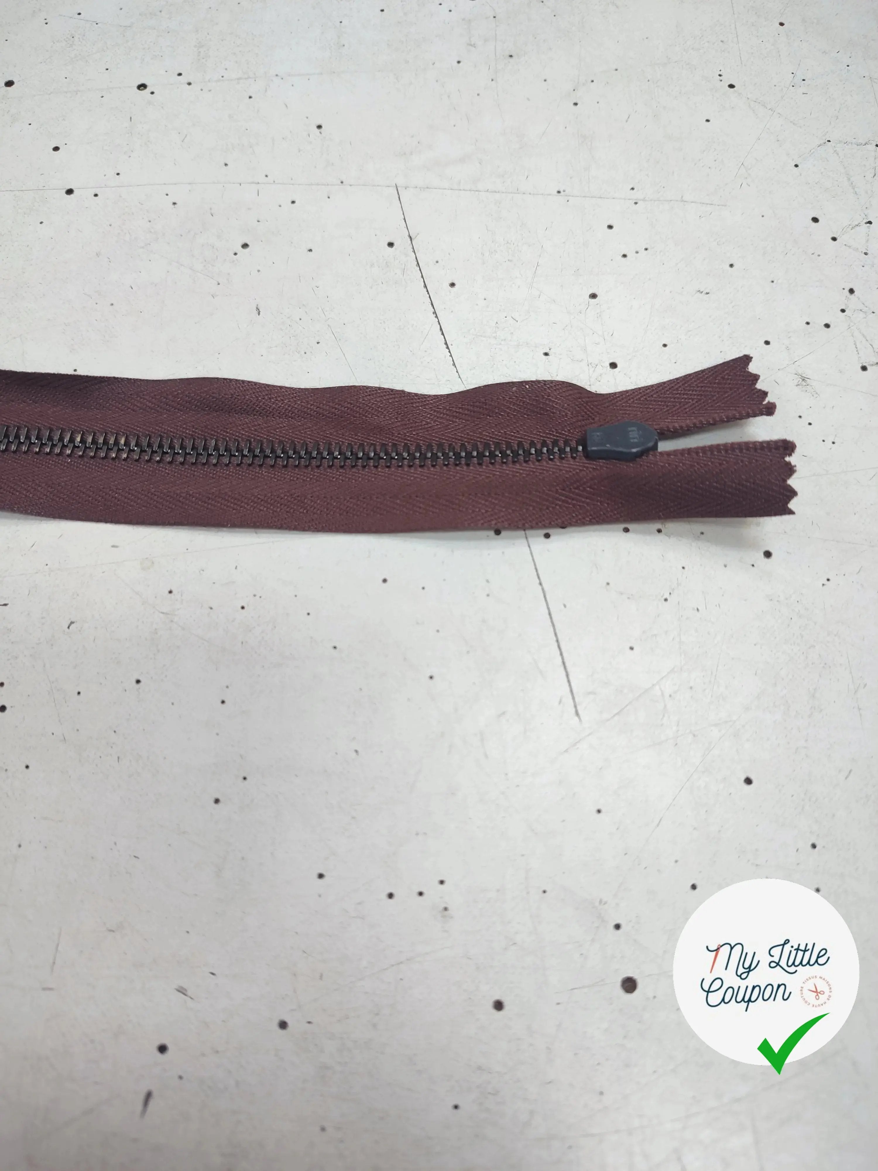 FERMETURE RIRI METAL NON SÉPARABLE DOUBLE CHEMINS 100CM MARRON - My Little Coupon