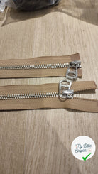 FERMETURE RIRI MÉTAL NON SÉPARABLE DOUBLE CHEMIN 100CM MARRON CLAIR - My Little Coupon