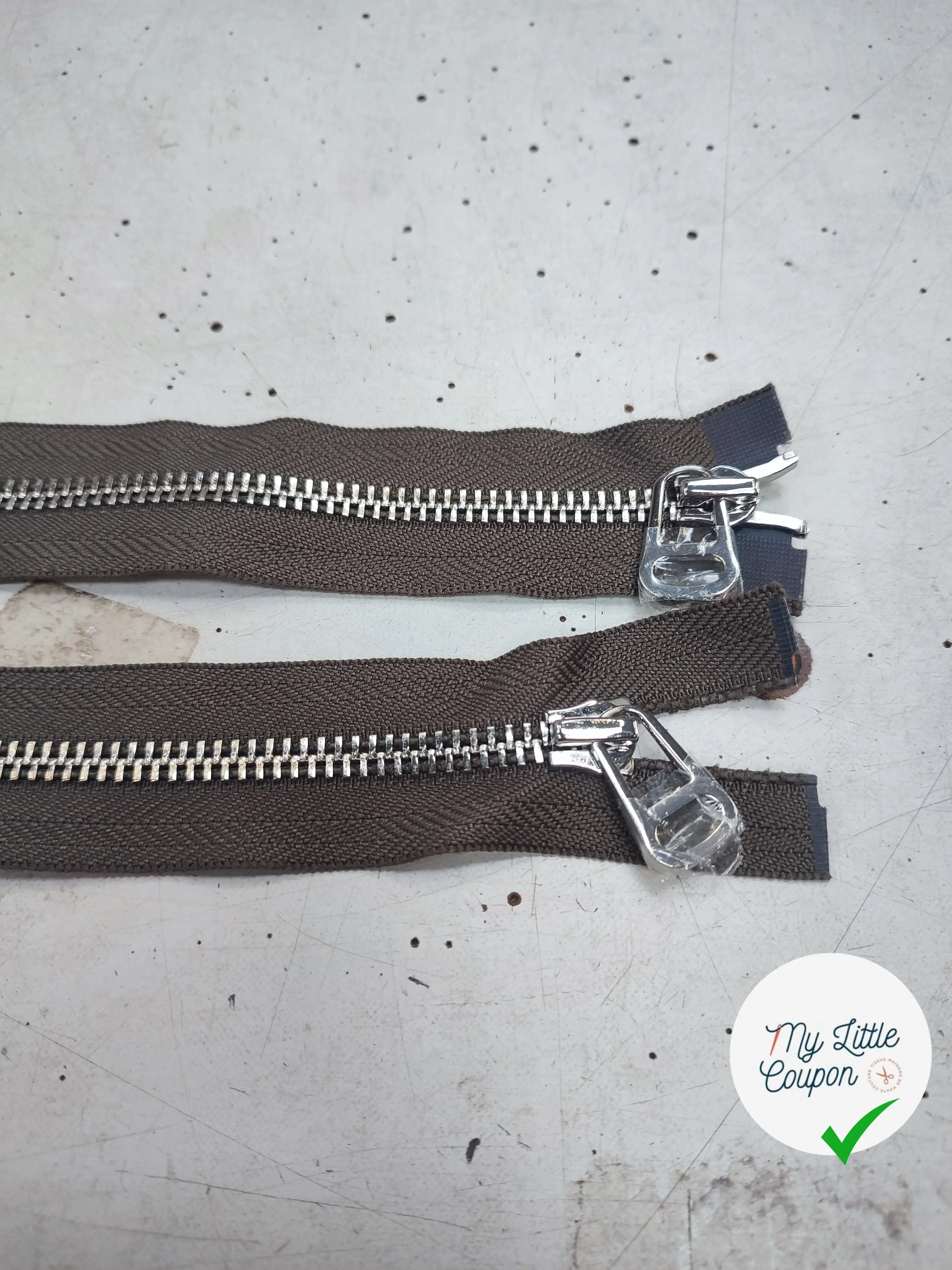 FERMETURE RIRI METAL NON SÉPARABLE DOUBLE CHEMINS 100CM VERT KAKI - My Little Coupon