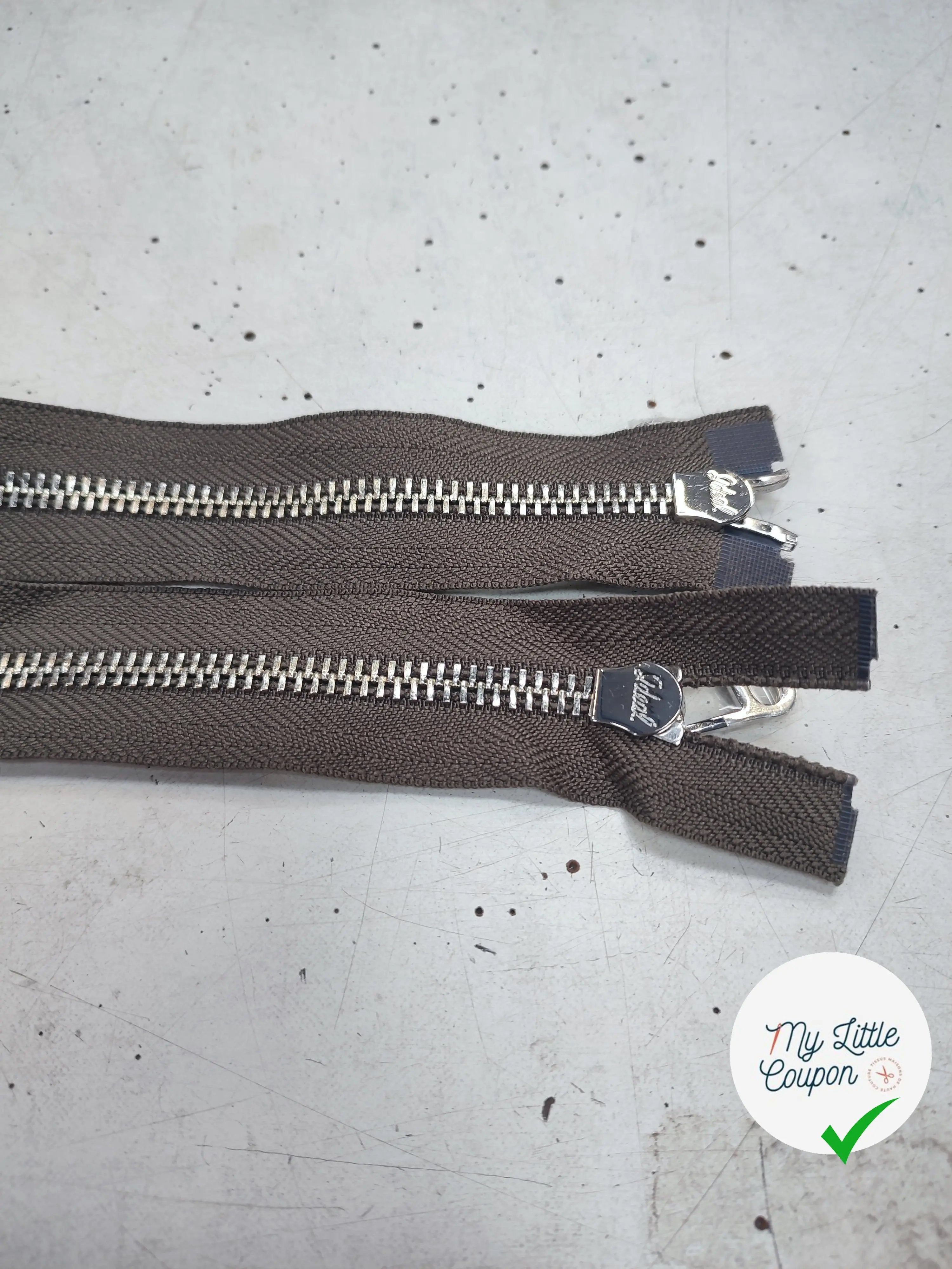 FERMETURE RIRI METAL NON SÉPARABLE DOUBLE CHEMINS 100CM VERT KAKI - My Little Coupon