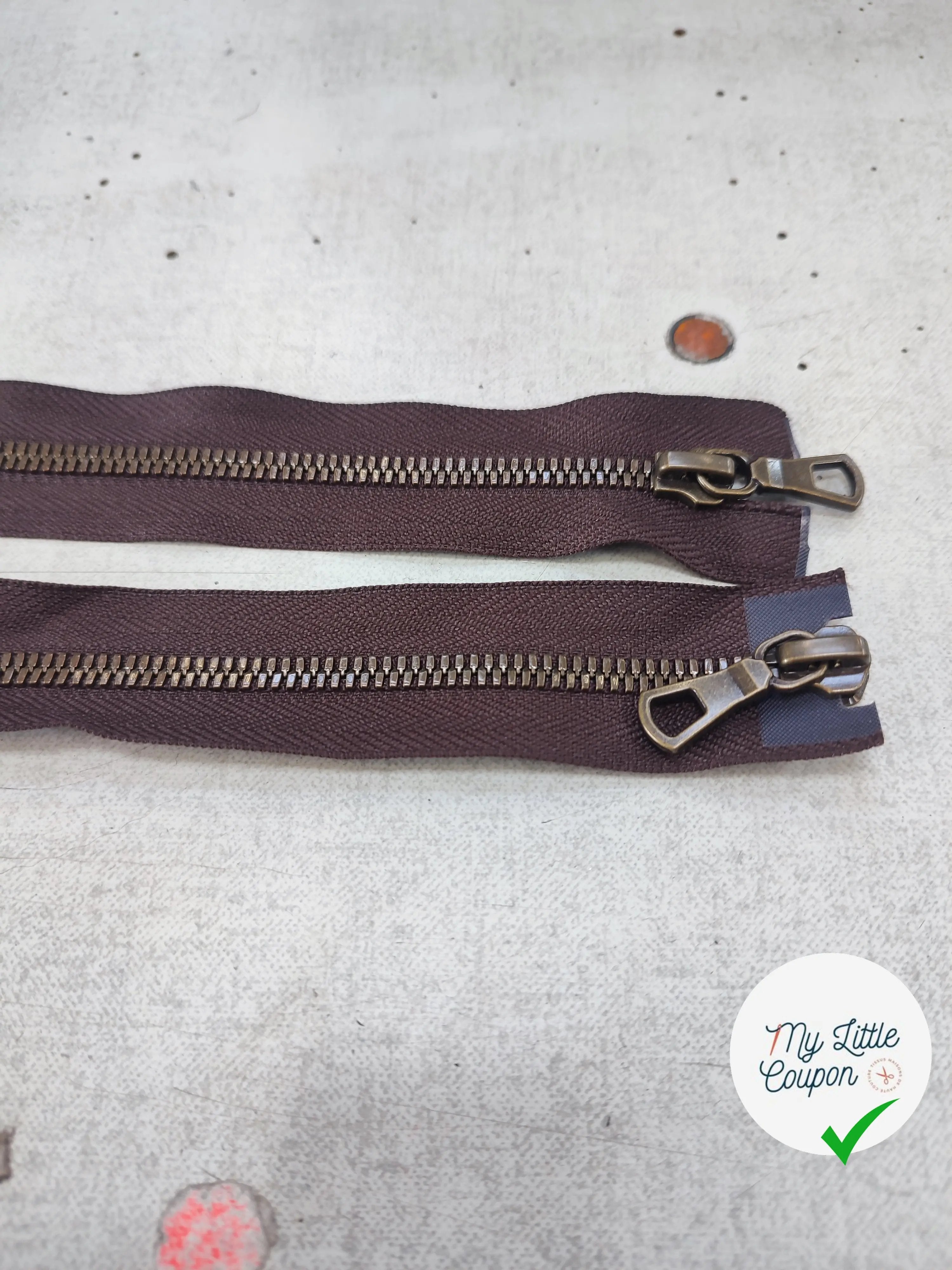 FERMETURE RIRI METAL NON SÉPARABLE DOUBLE CHEMINS 90CM MARRON BORDEAUX FONCÉ - My Little Coupon