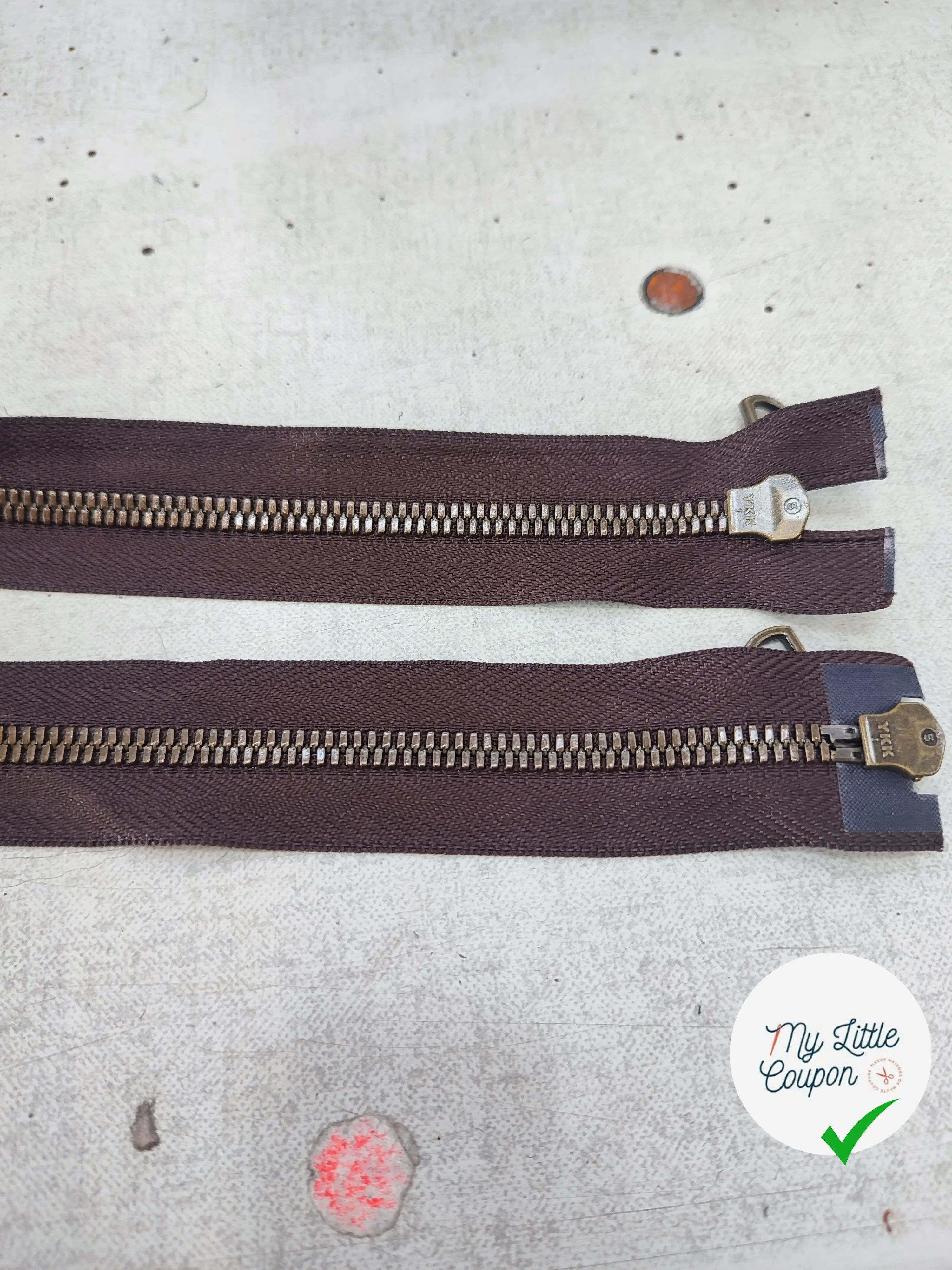 FERMETURE RIRI METAL NON SÉPARABLE DOUBLE CHEMINS 90CM MARRON BORDEAUX FONCÉ - My Little Coupon