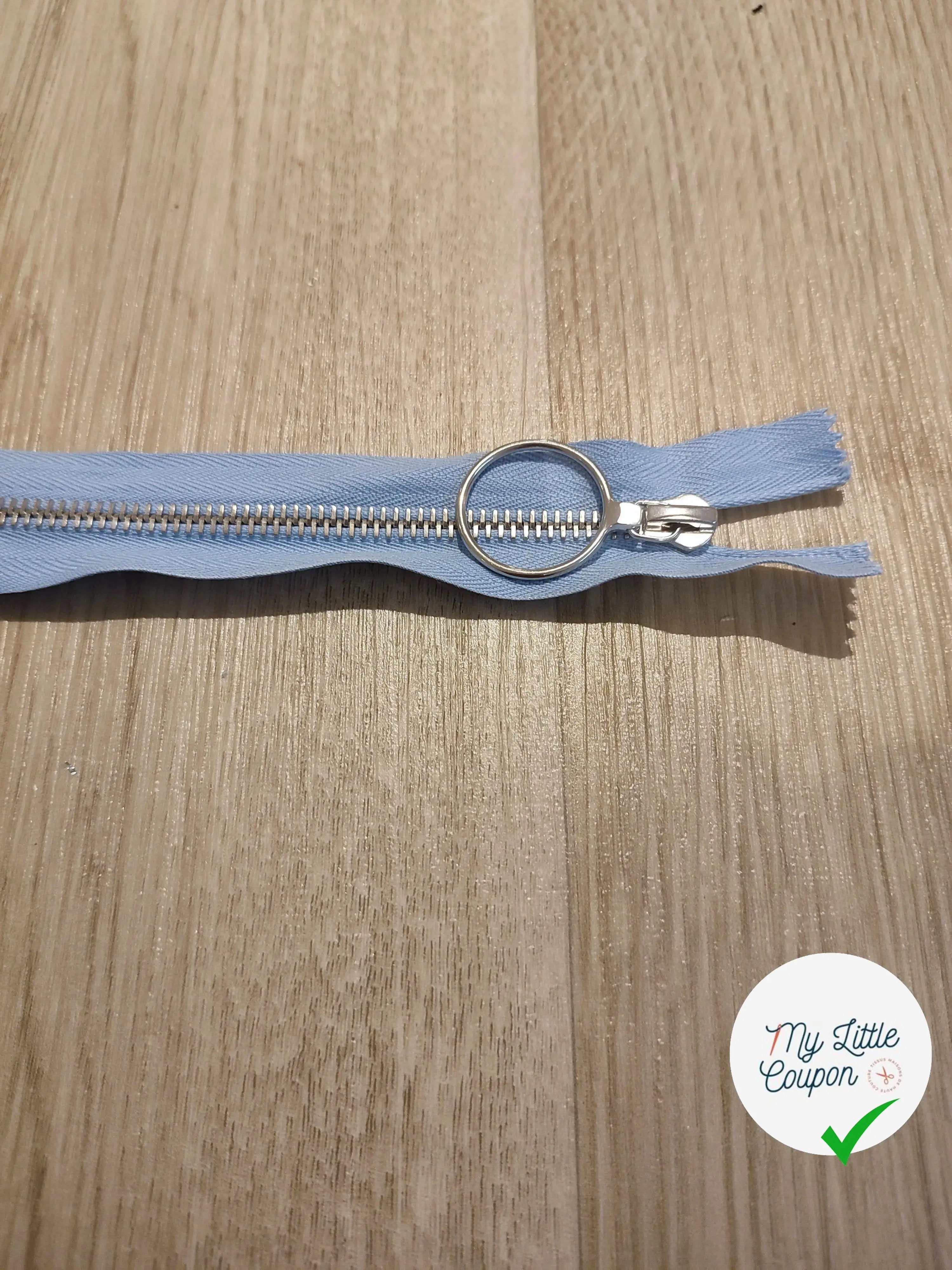 FERMETURE RIRI METAL NON SÉPARABLE 30CM BLEU CLAIR M6 - My Little Coupon